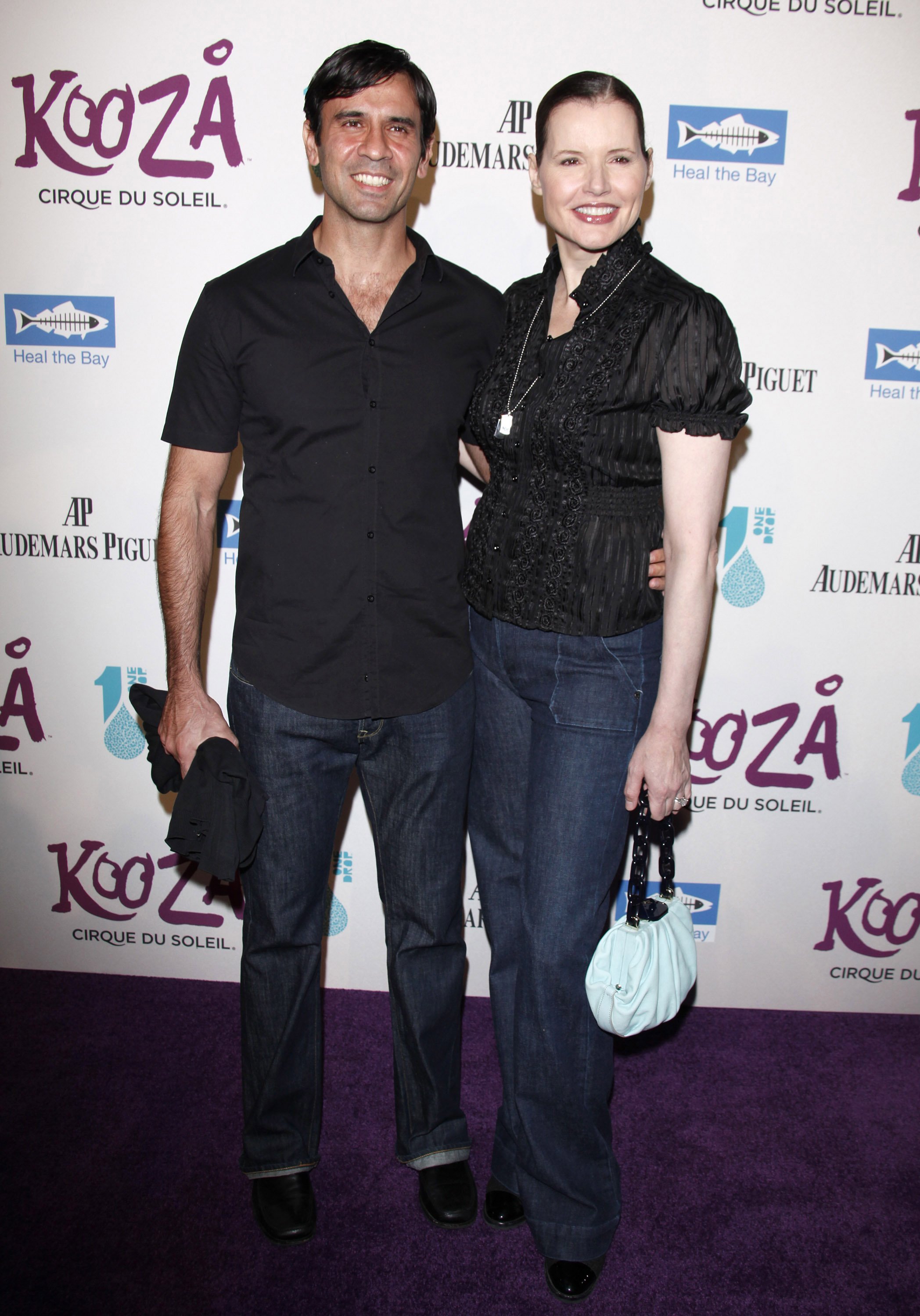 Dr. Reza Jarrahy and Geena Davis at the Cirque Du Solei Opening Night Gala For Kooza on October 16, 2009, in Santa Monica, California | Source: Getty Images