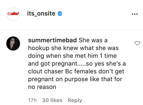 Screenshot of fan's comment on audio clip of Olivia Sky. | Source: Instagram.com/it's_onsite