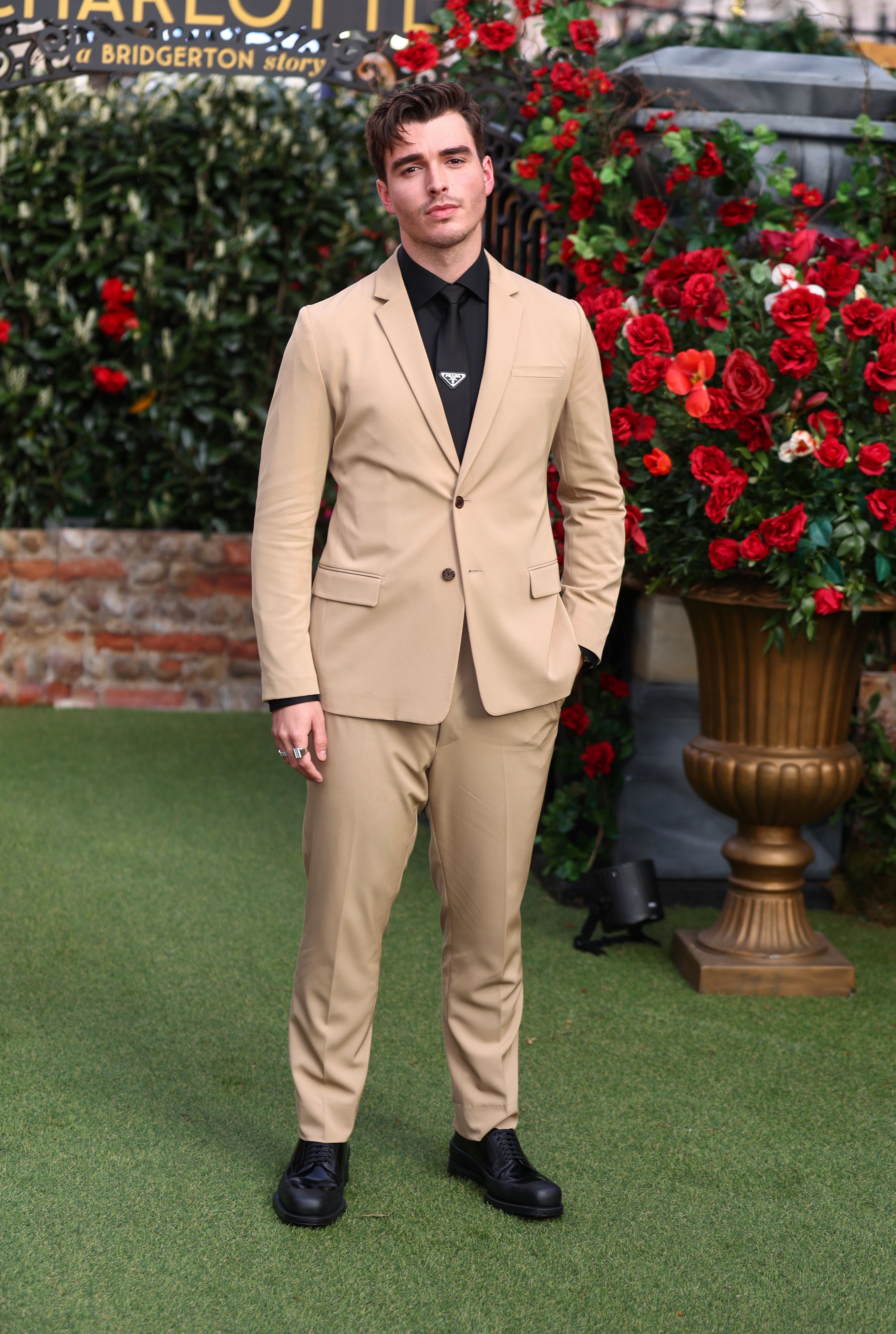 Corey Mylchreest during the Special Fan Screening and Garden Party for "Queen Charlotte: A Bridgerton Story" at Odeon Luxe Leicester Square on April 21, 2023, in London, England. | Source: Getty Images