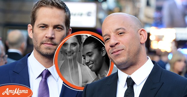 Paul Walker and Vin Diesel attend the world premiere of 'Fast And Furious 6' at The Empire Leicester Square on May 7, 2013 in London, England. | Inset: Walkers daughter, Meadow as a bride and Diesel's daughter Riley as a maid of honor | Source: Getty Images | Instagram/Vin Diesel