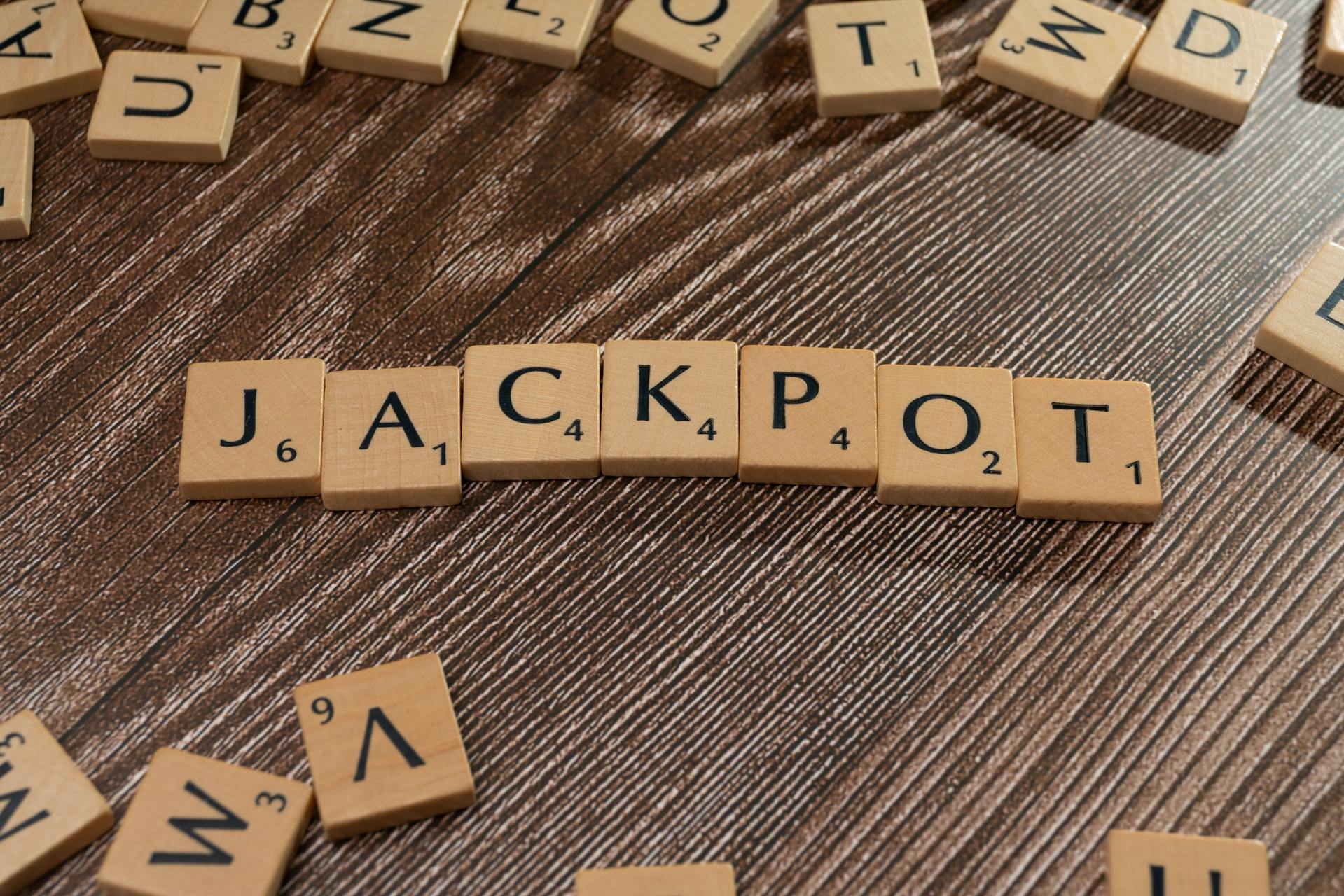 The word jackpot spelled out in scrabble letters | Source: Pexels