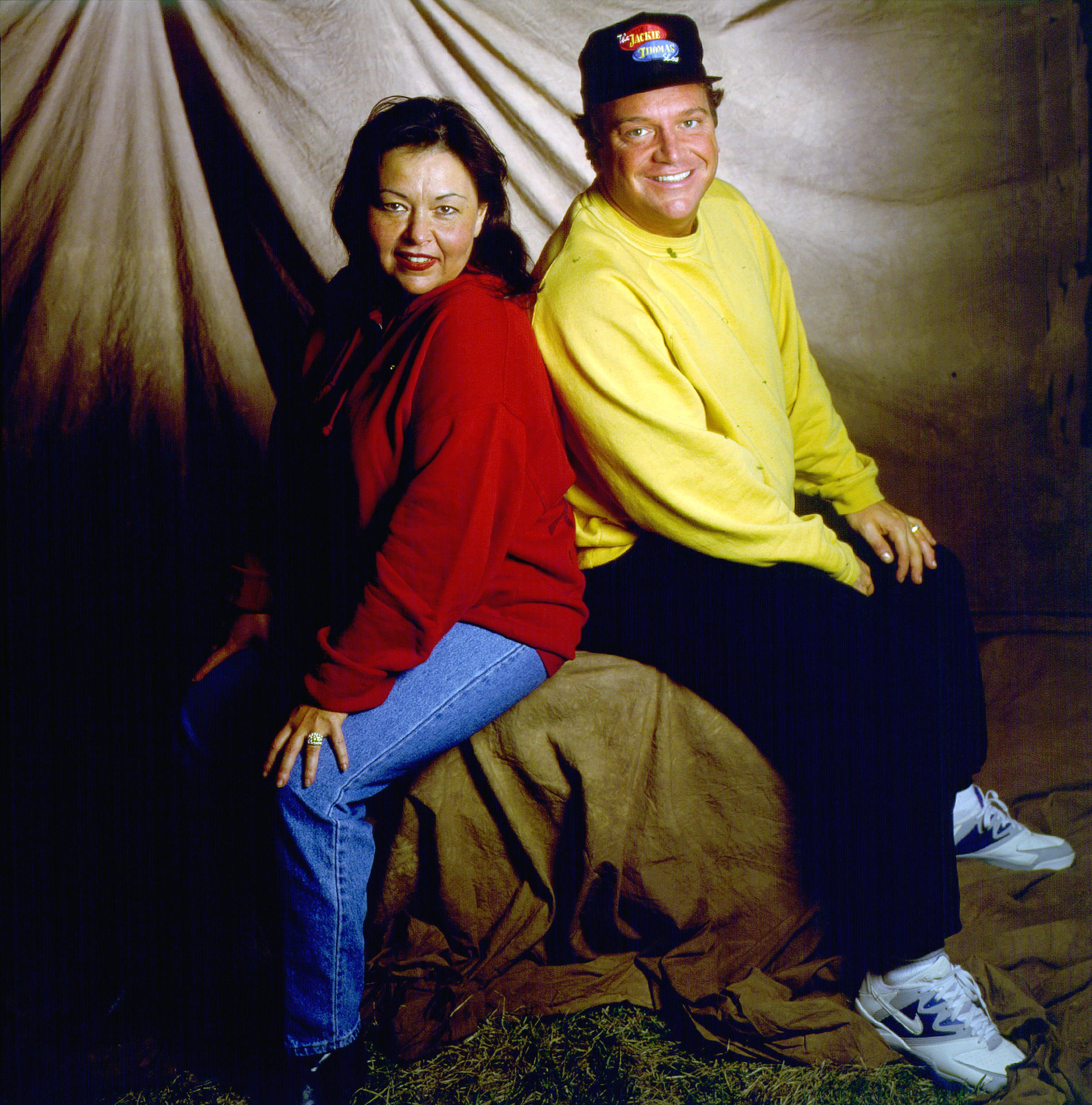 Roseanne Barr and Tom Arnold backstage at Farm Aid, Ames, Iowa , March 14, 1992 | Photo: Getty Images