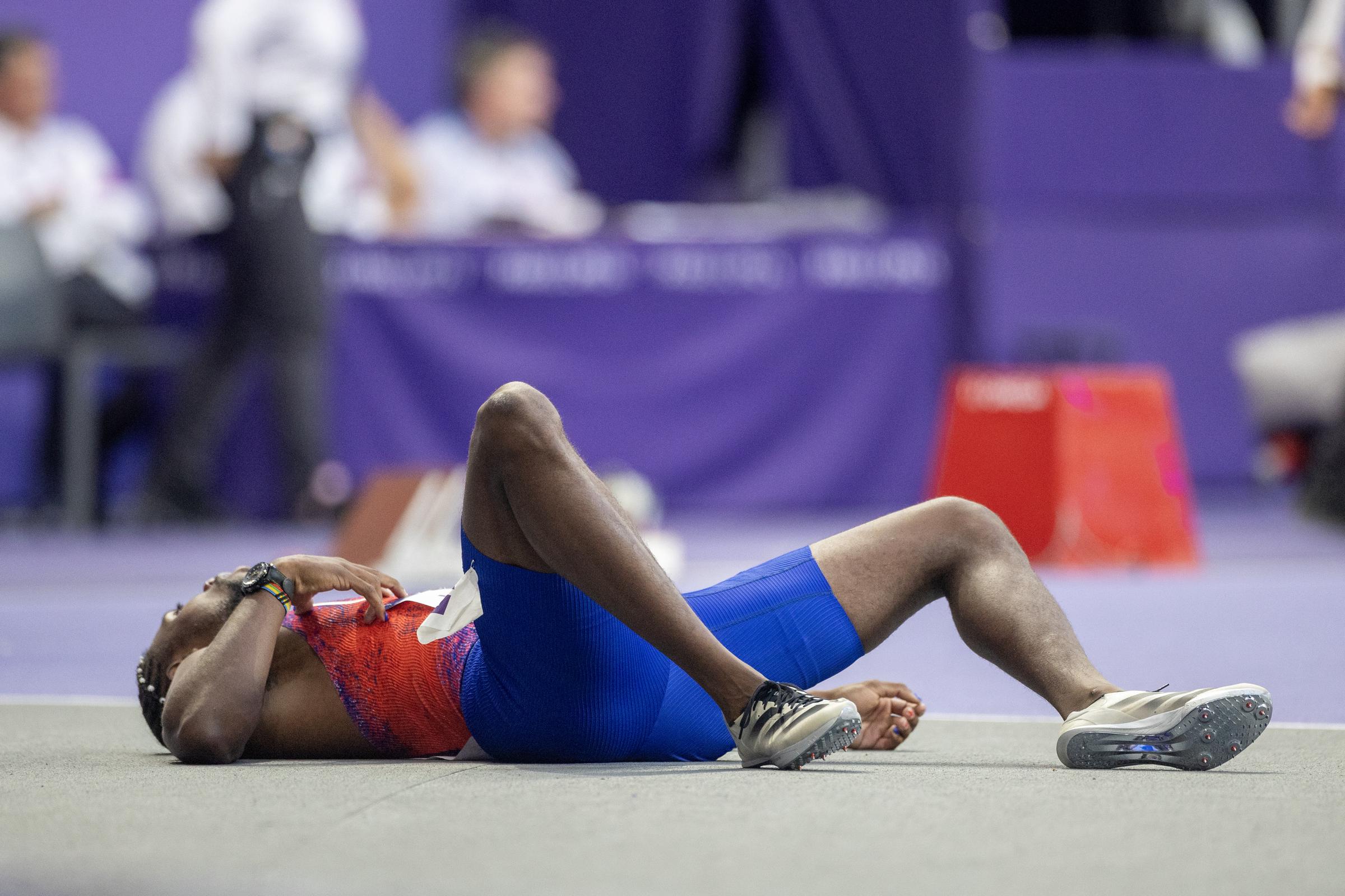 Noah Lyles of the US after competing in the Men's 200m Final during the Paris 2024 Summer Olympic Games on August 8, 2024, in Paris, France | Source: Getty Images