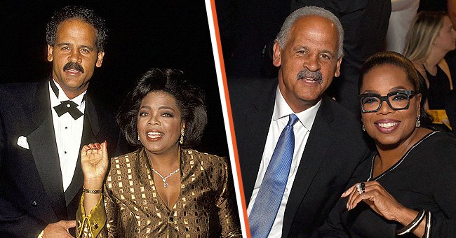 Photo of media mogul Oprah Winfrey and Stedman Graham at a red carpet event [left]. Photo of media mogul Oprah Winfrey and Stedman Graham [right] | Photo: Getty Images