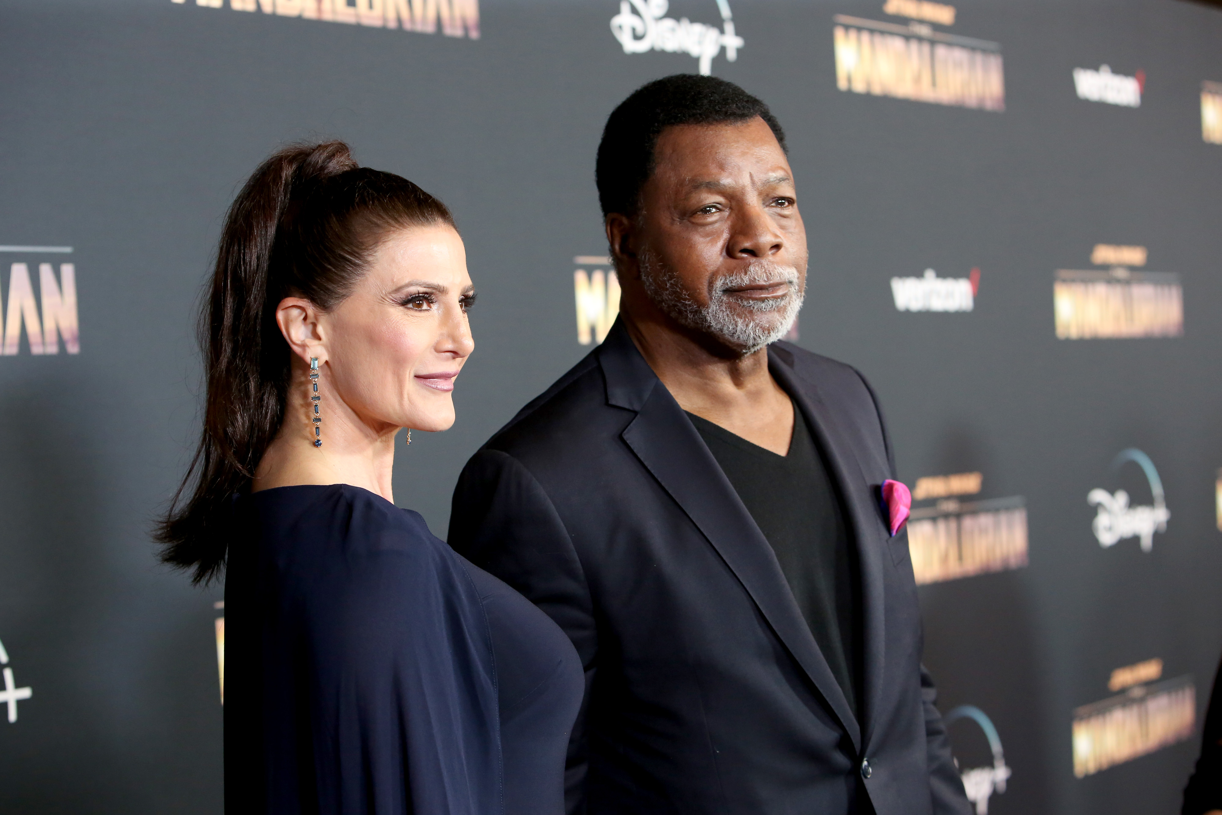 Christine Klvdjian and Carl Weathers arrive at the premiere of Lucasfilm's first-ever, live-action series, "The Mandalorian," at the El Capitan Theatre in Hollywood, Calif. on November 13, 2019. | Source: Getty Images