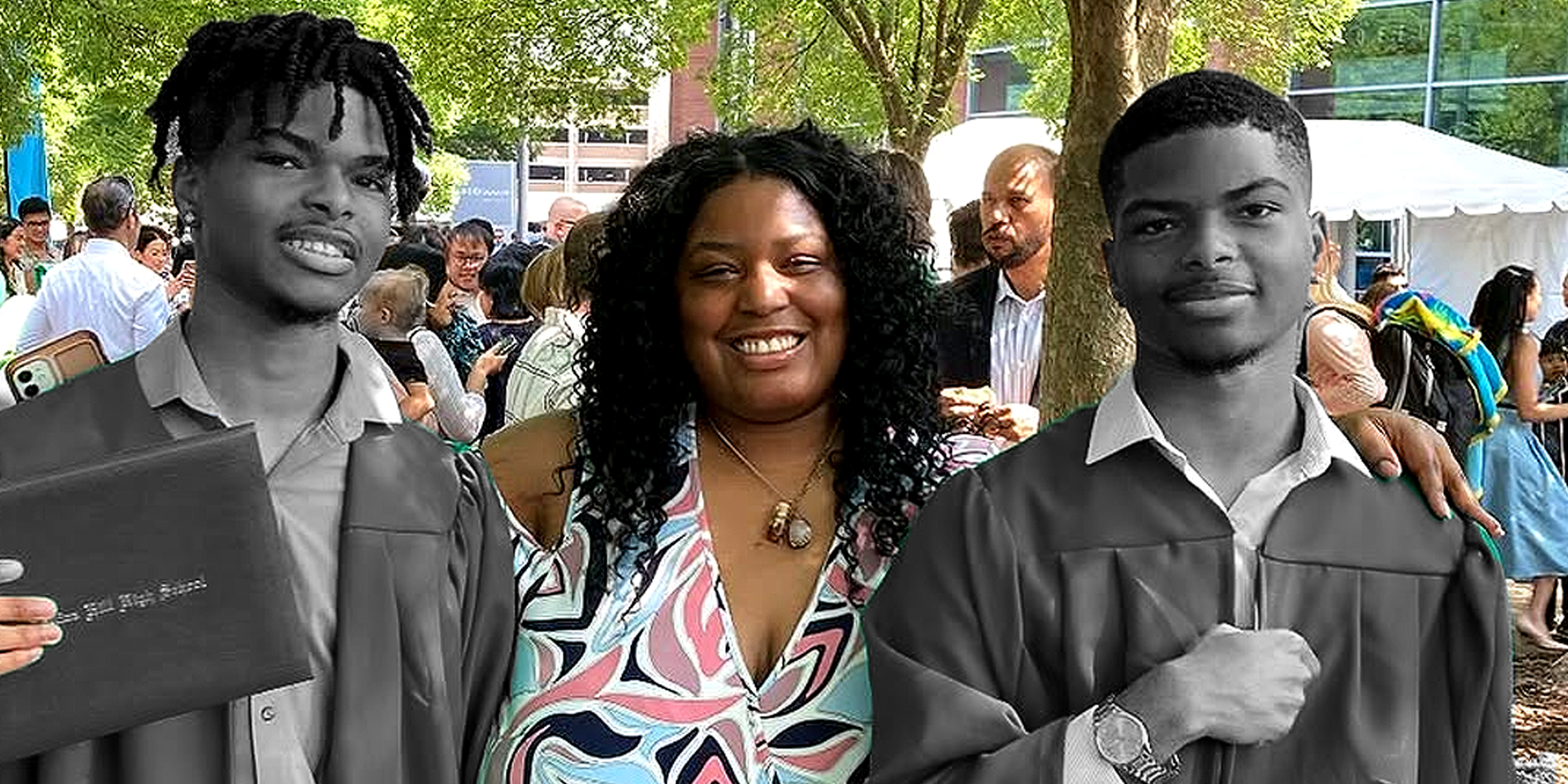 Qaadir Malik Lewis and Naazir Rahim Lewis with their aunt | Source: Instagram/missconfident_queen