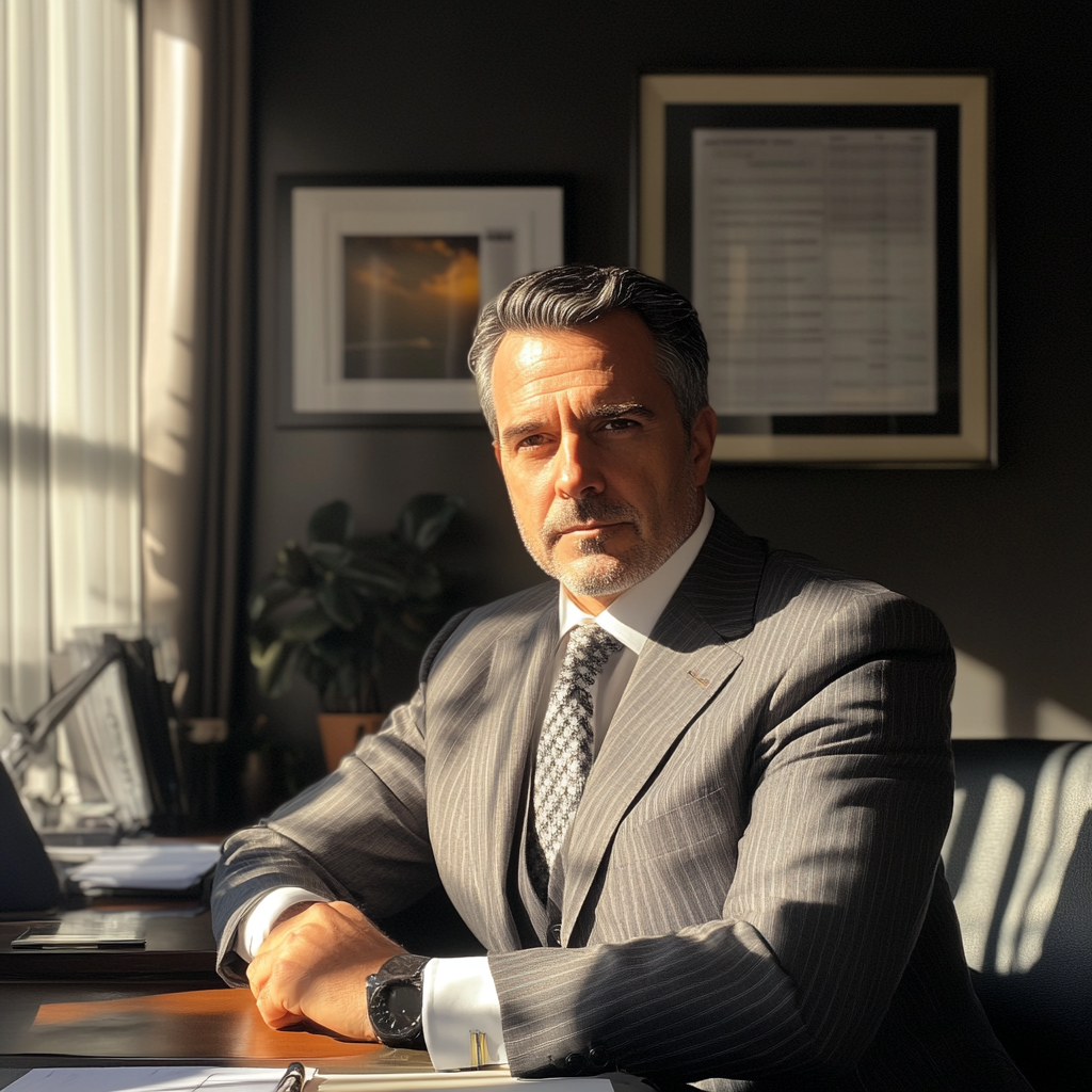 A man sitting at his desk | Source: Midjourney