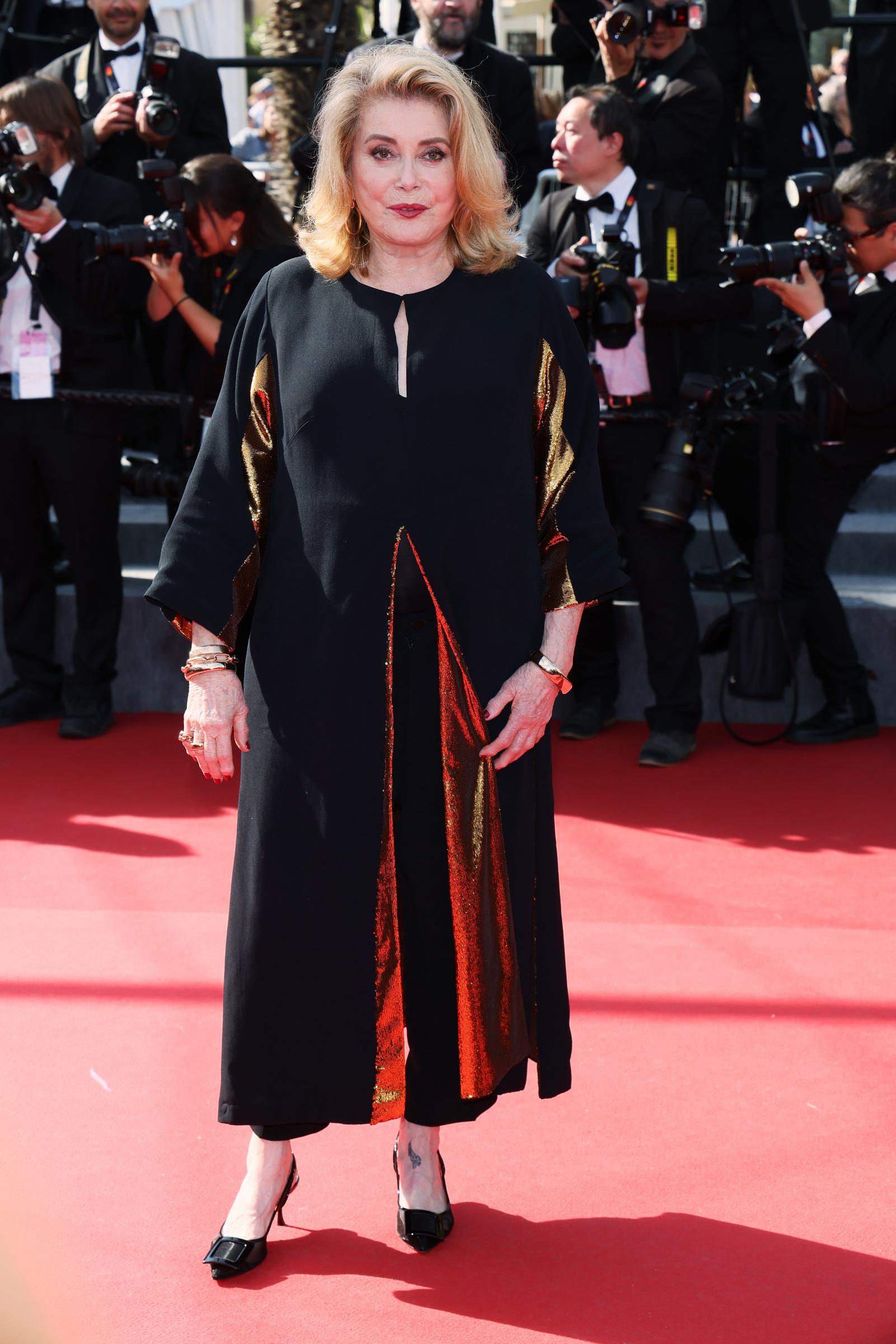 Catherine Deneuve at the "L'Amour Ouf (Beating Hearts)" red carpet during the 77th Annual Cannes Film Festival on May 23, 2024. | Source: Getty Images