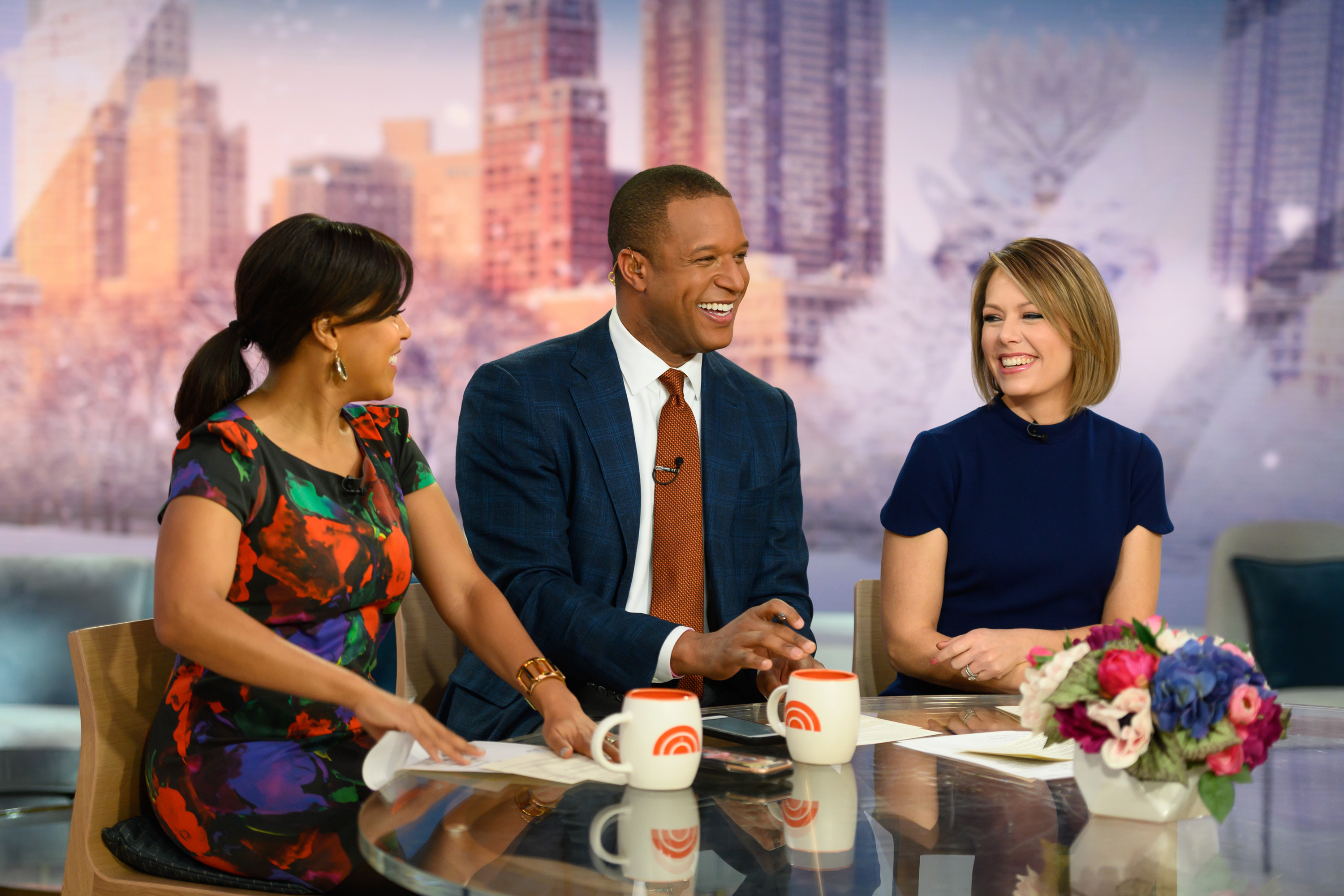 Sheinelle Jones, Craig Melvin, and Dylan Dreyer appear on NBC's "Today" in New York City on February 22, 2019 | Source: Getty Images