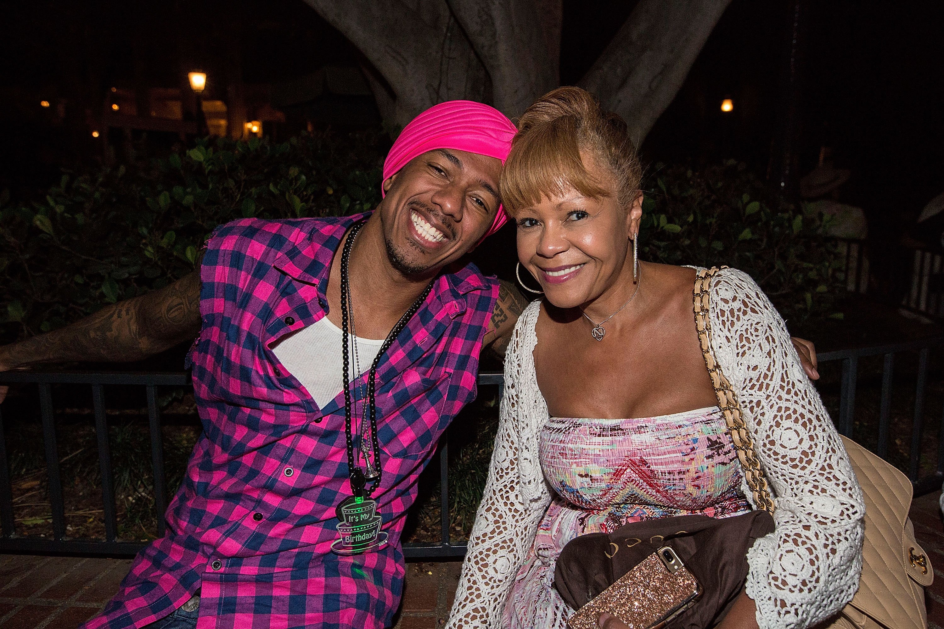 Nick Cannon and his mother Beth Hackett visit Disneyland on April 30, 2017, in Anaheim, California. | Source: Getty Images