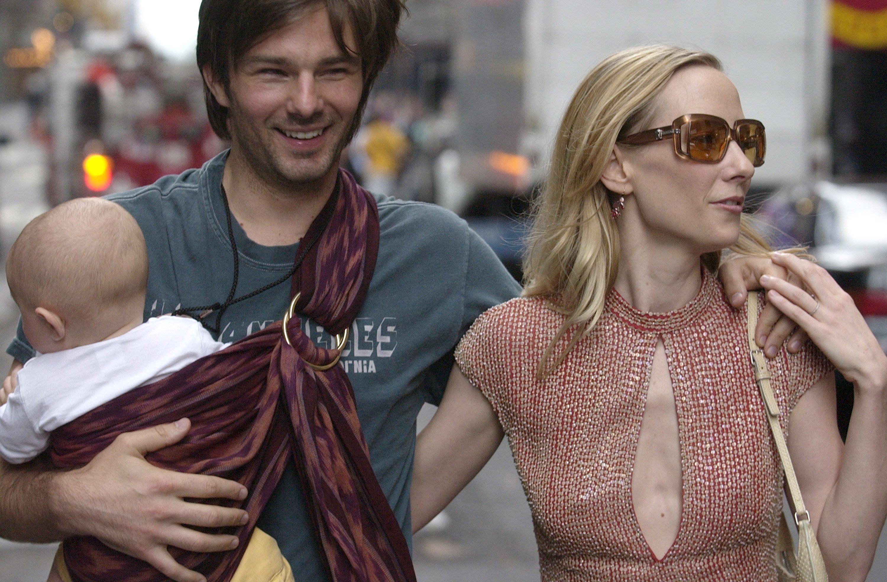 Anne Heche with Coley Laffoon and Homer, leaving "Broadway on Broadway" in Times Square in New York City, New York, United States | Source: Getty Images 