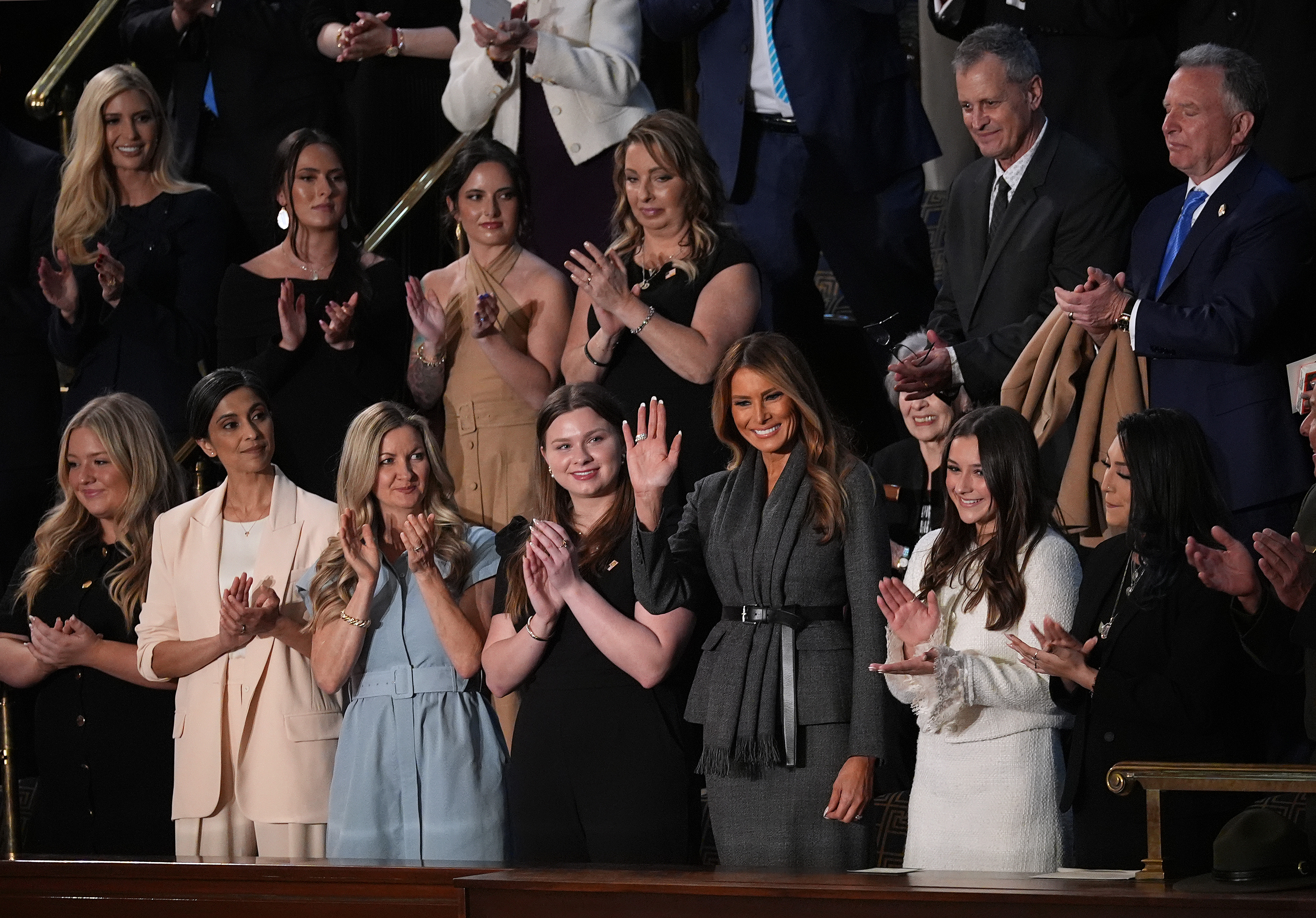 Melania Trump acknowledges applause during Donald Trump's address to a joint session of Congress at the US Capitol in Washington, DC, on March 4, 2025 | Source: Getty Images