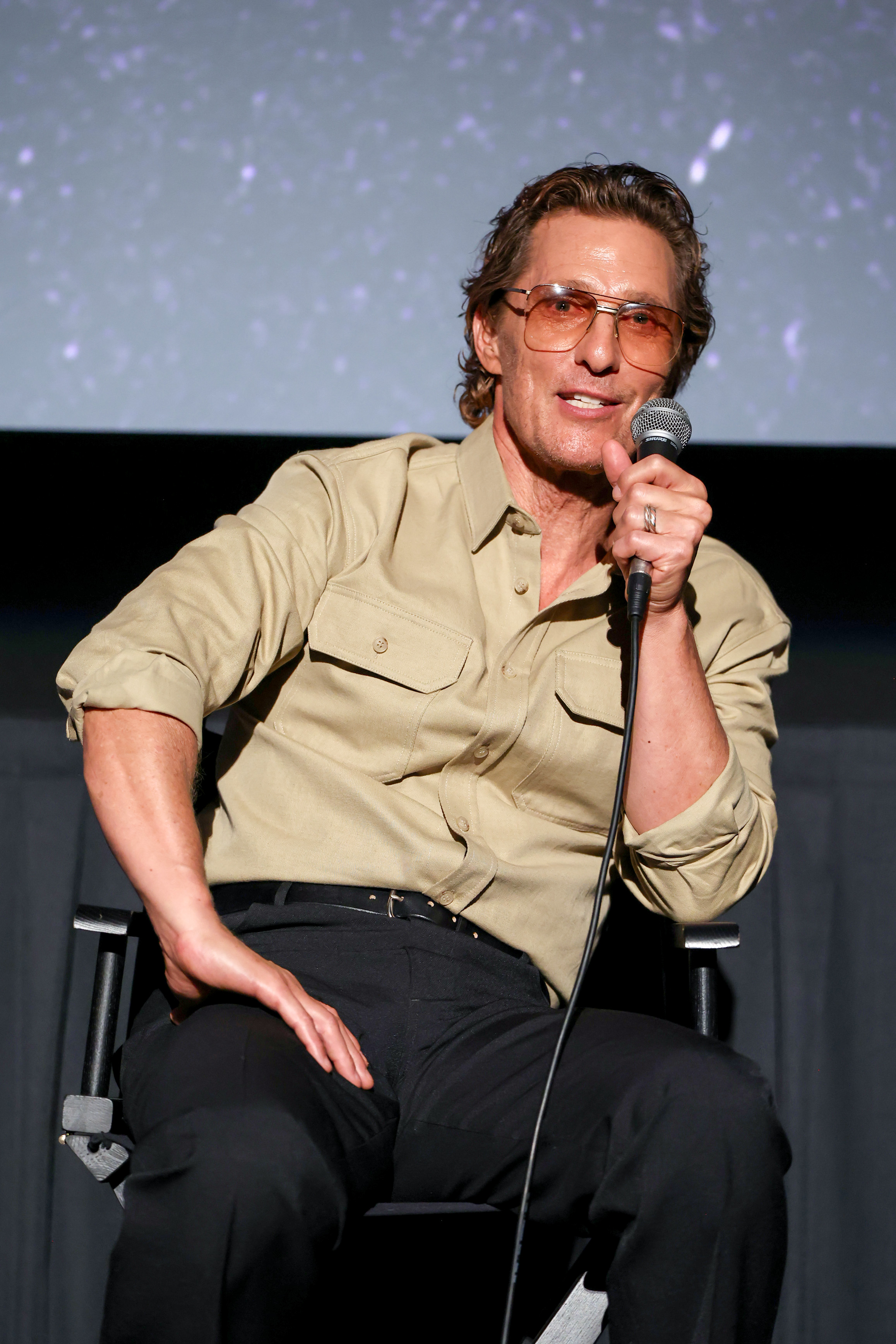 McConaughey has spoken openly about his Christian faith and said he has seen some Hollywood peers hesitate to express similar beliefs in public. He is pictured speaking at the Matthew McConaughey Cinema dedication ceremony in Austin, Texas, on August 10, 2026. | Source: Getty Images