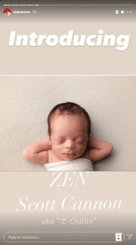 Nick Cannon's newest daughter, Zen Scott. | Photo: Instagram/@nickcannon