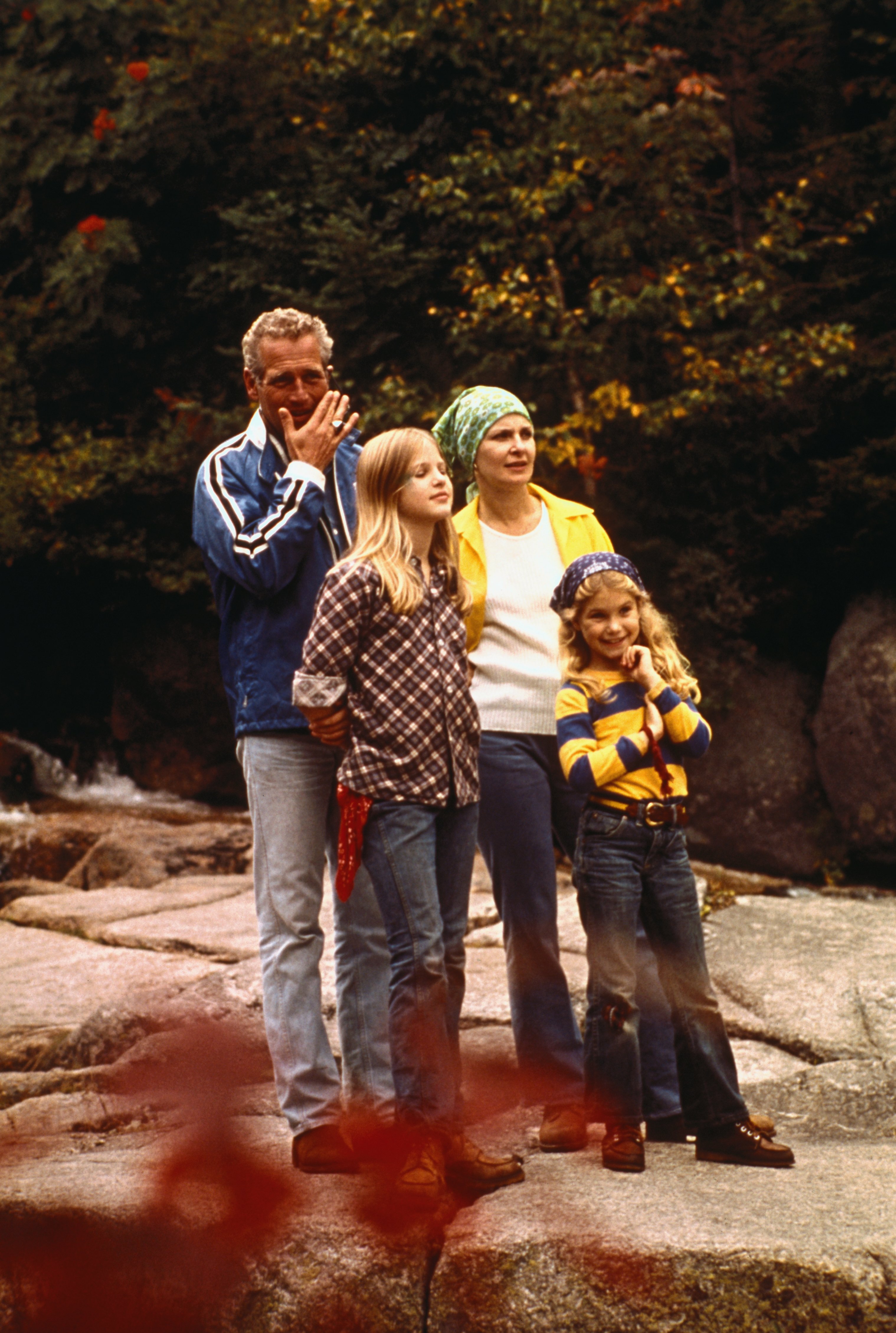 Paul Newman and his wife, Joanne Woodward, with their daughters Melissa, 13, and Clea, 9, in area where they filmed a television special on April 2, 2012 | Source: Getty Images