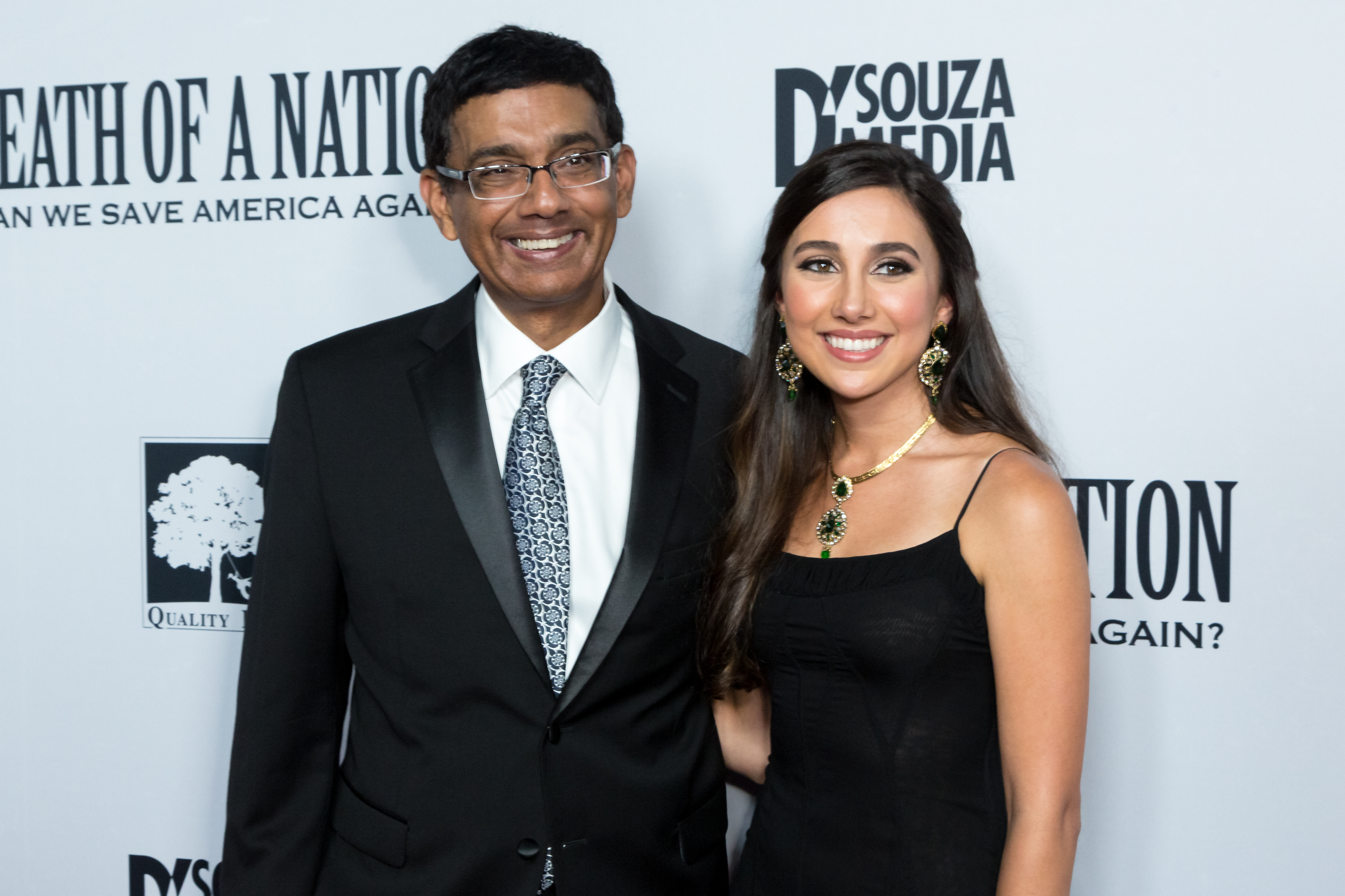 Dinesh D'Souza and Danielle D'Souza at the "Death Of A Nation" premiere a on July 31, 201,8 in Los Angeles, California. | Source: Getty Images