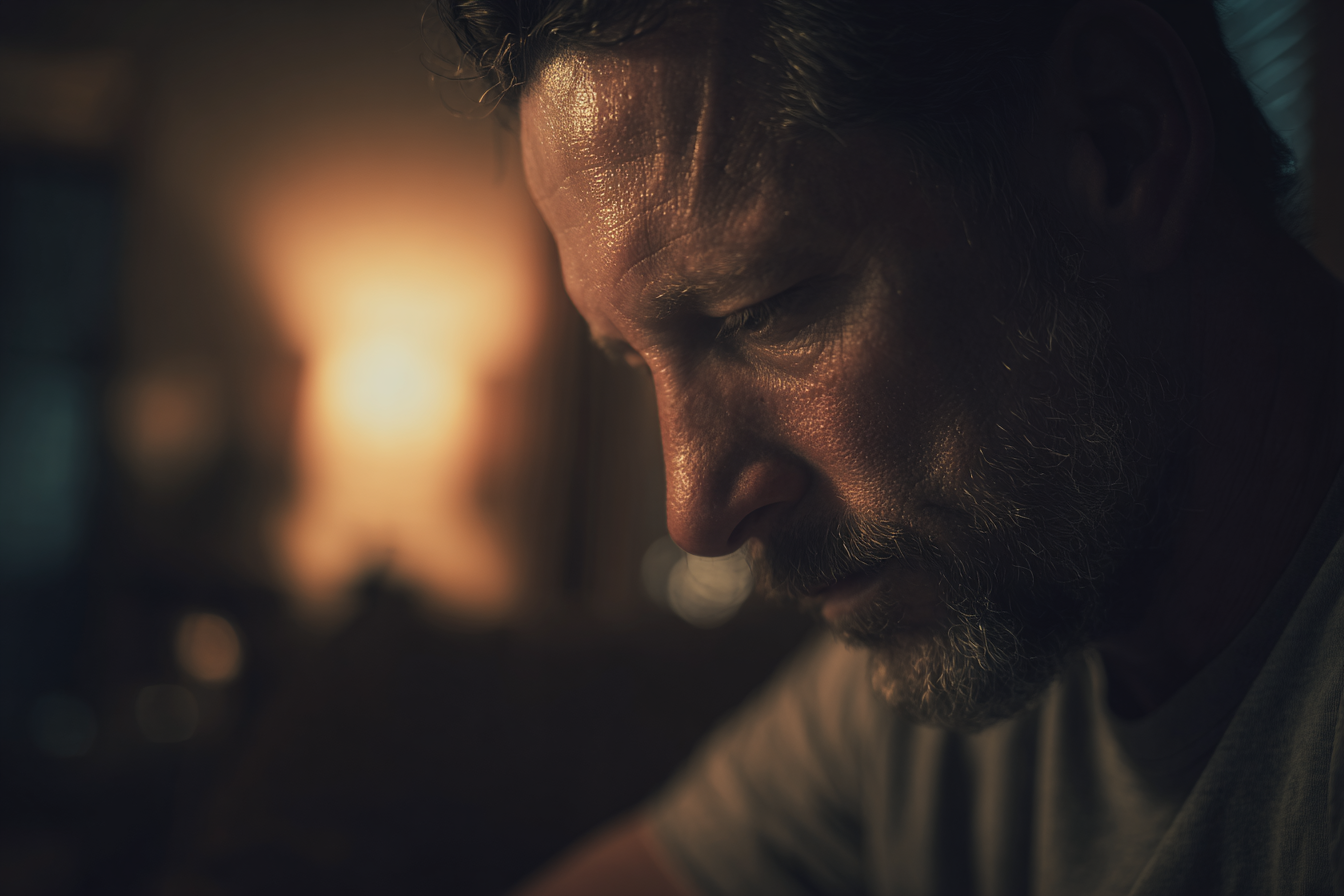 A man sitting in a living room | Source: Midjourney