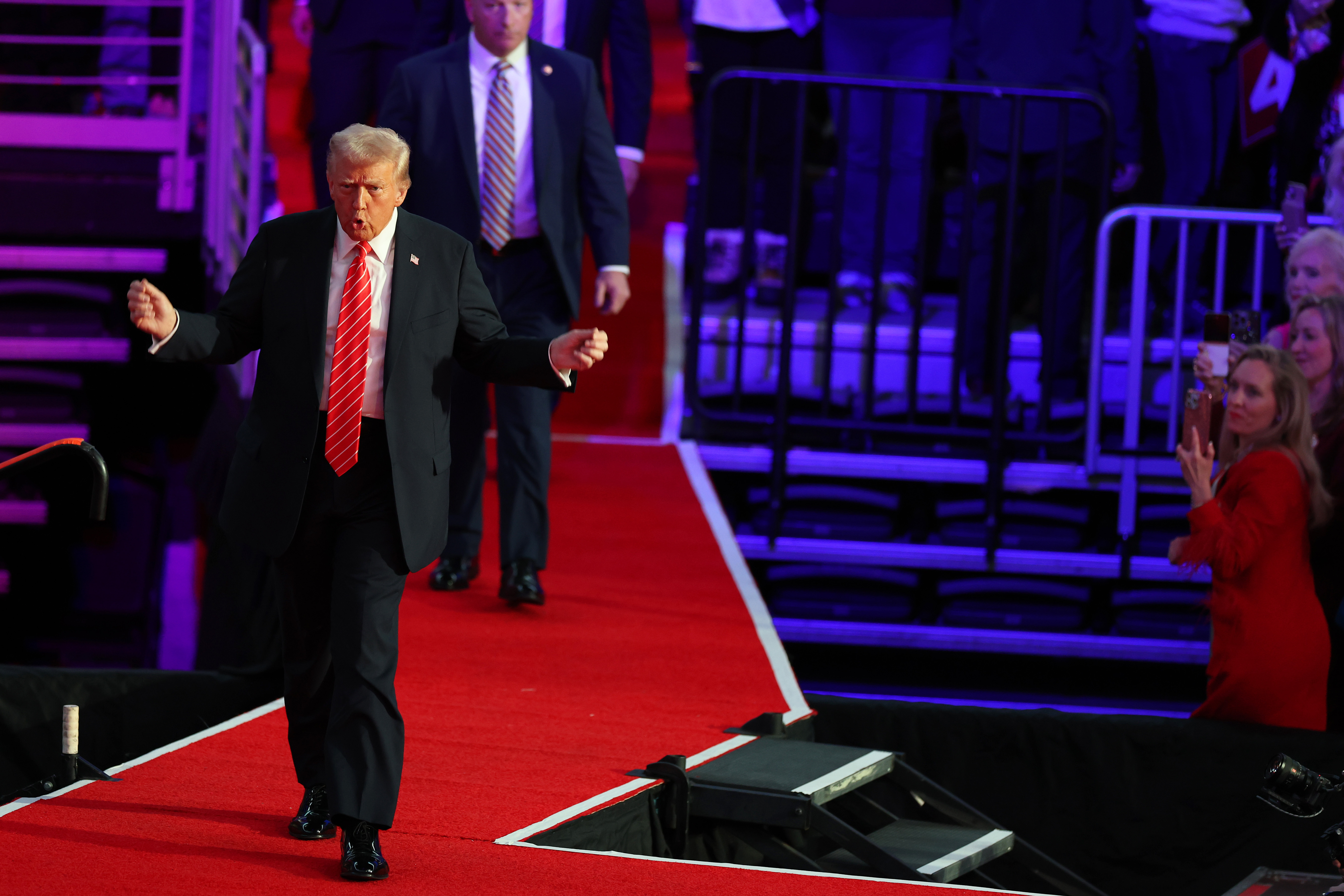 Donald Trump at his victory rally. | Source: Getty Images