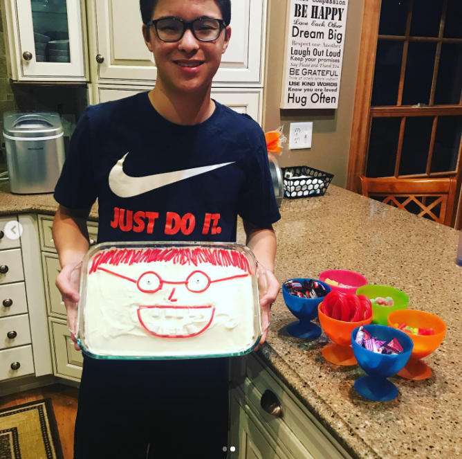 Most pictures of Aaden showed him when he was just a bit younger. On this occasion, he posed with a cake on July 13, 2020. | Source: Instagram/kateplusmy8