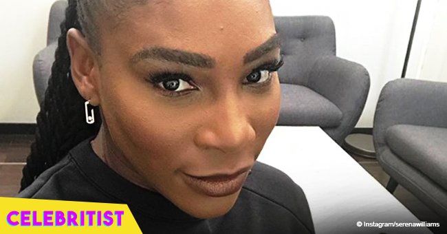 Serena Williams looks radiant as she holds a sleeping baby Olympia on plane in new photo
