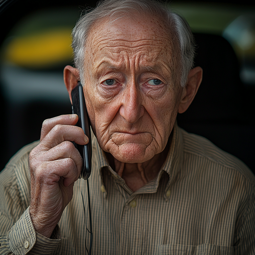 An angry old man talking on the phone | Source: Midjourney