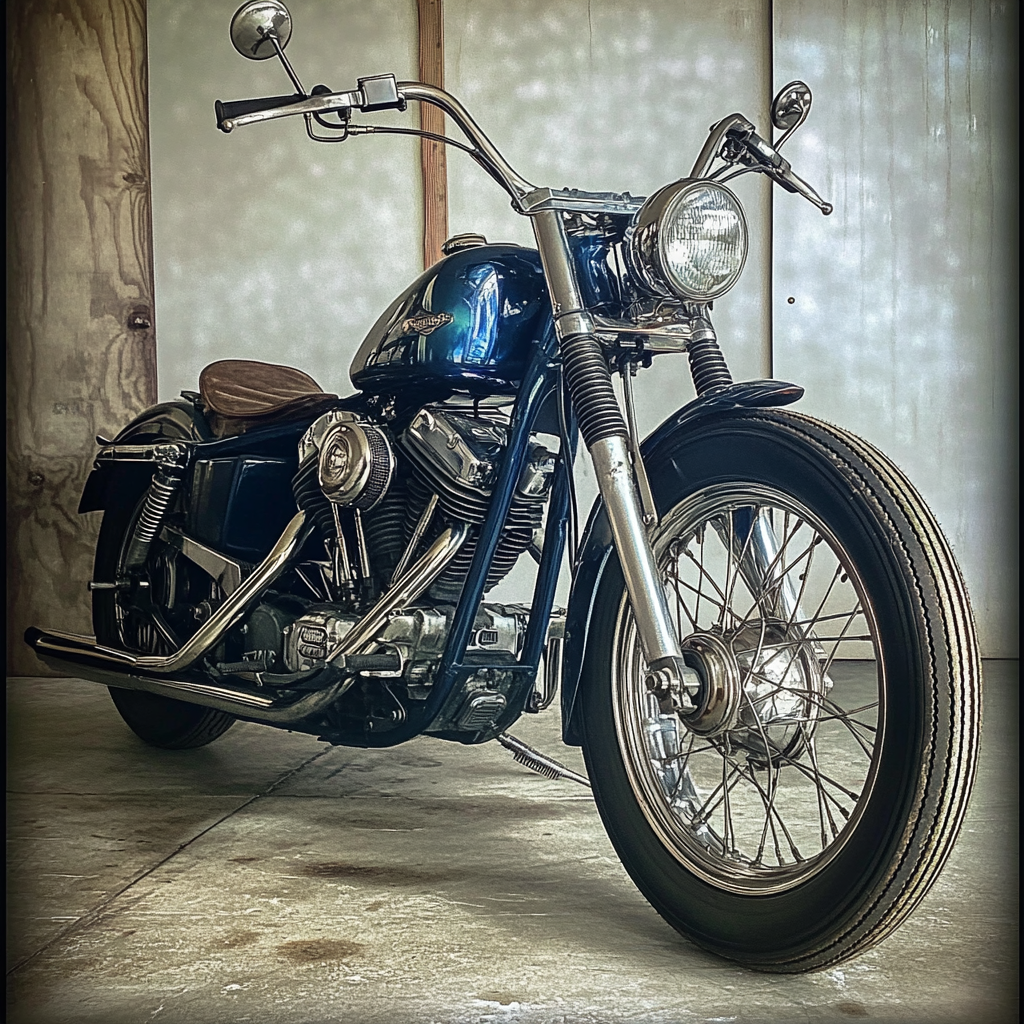 A restored Harley motorcycle | Source: Midjourney