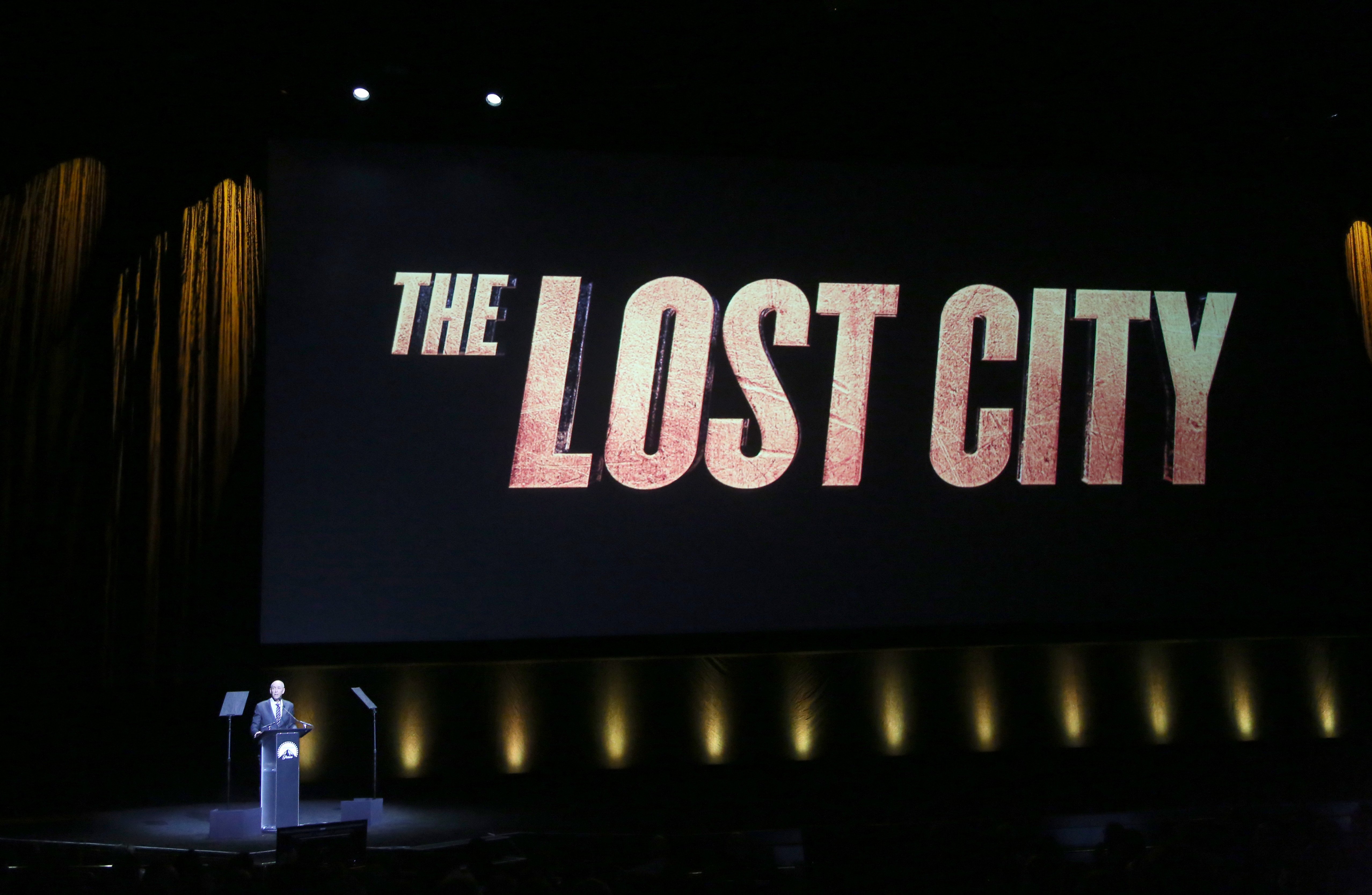 Paramount Pictures President of Domestic Distribution Chris Aronson speaks about the "The Lost City" movie during Paramount Pictures Studios presentation at Caesars Palace, on April 28, 2022, in Las Vegas, Nevada. | Source: Getty Images