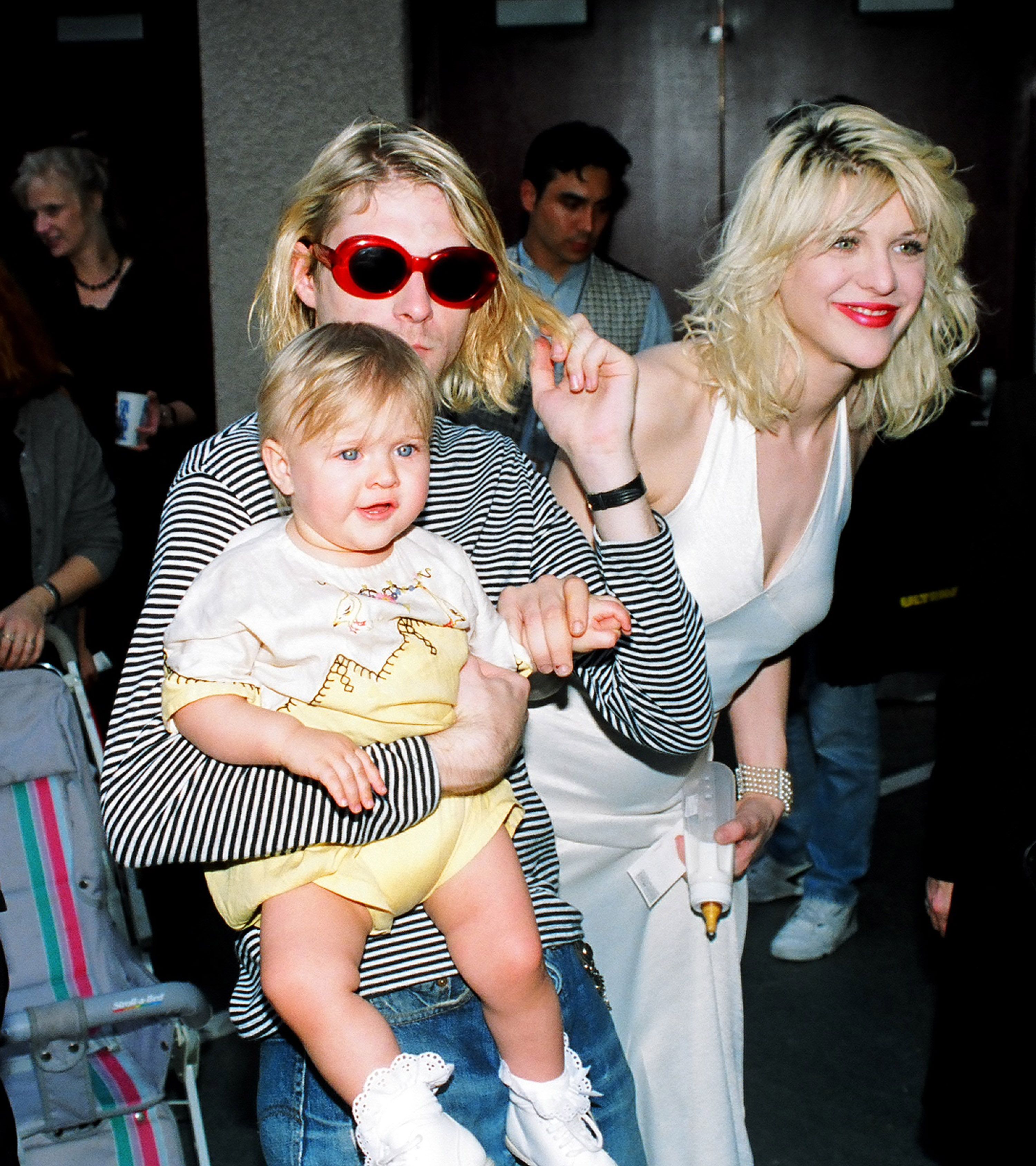 Kurt Cobain of Nirvana, Courtney Love and daughter Frances at the 1993 MTV Video Music Awards | Source: Getty Images