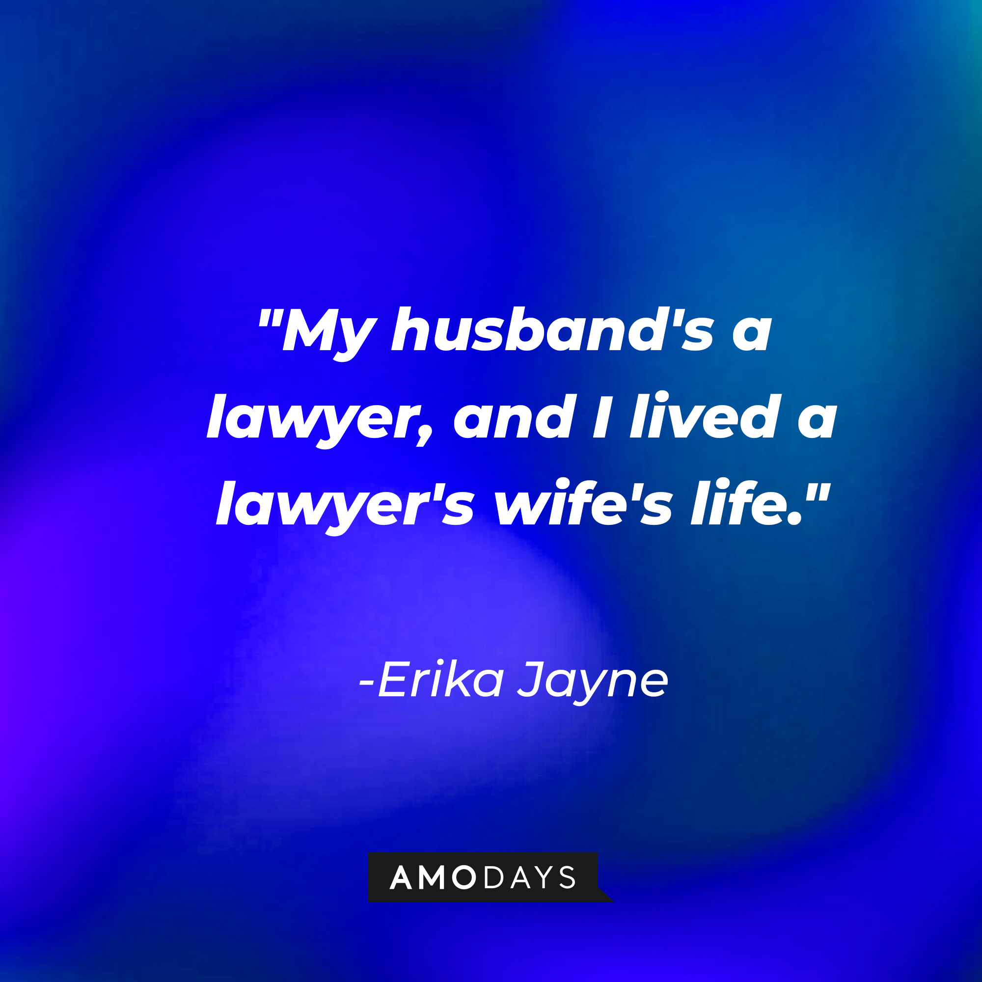 Erika Jayne’s quote: "My husband's a lawyer, and I lived a lawyer's wife's life." | Image: Amodays