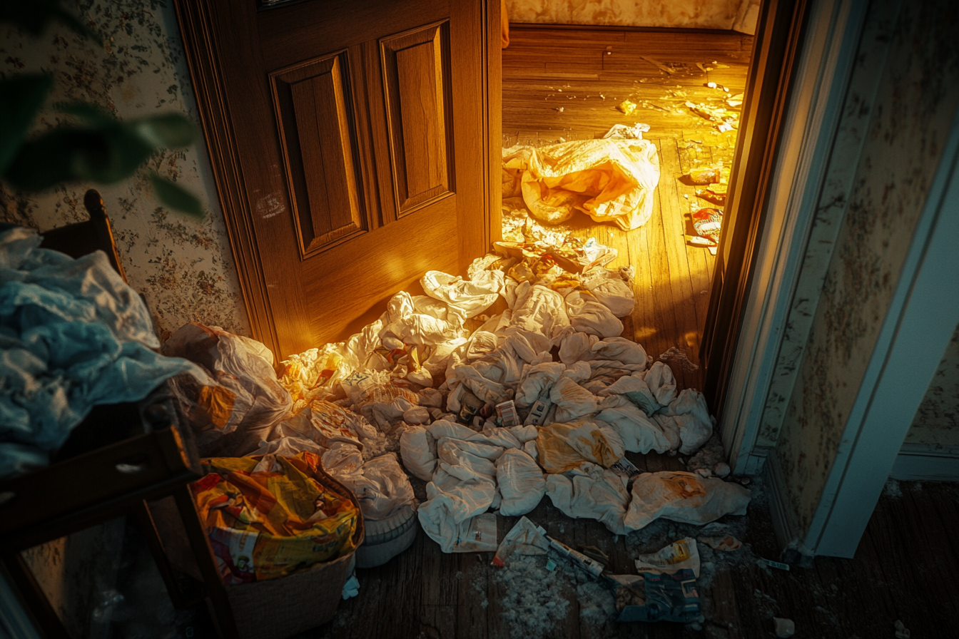 Garbage scattered inside a house | Source: Midjourney