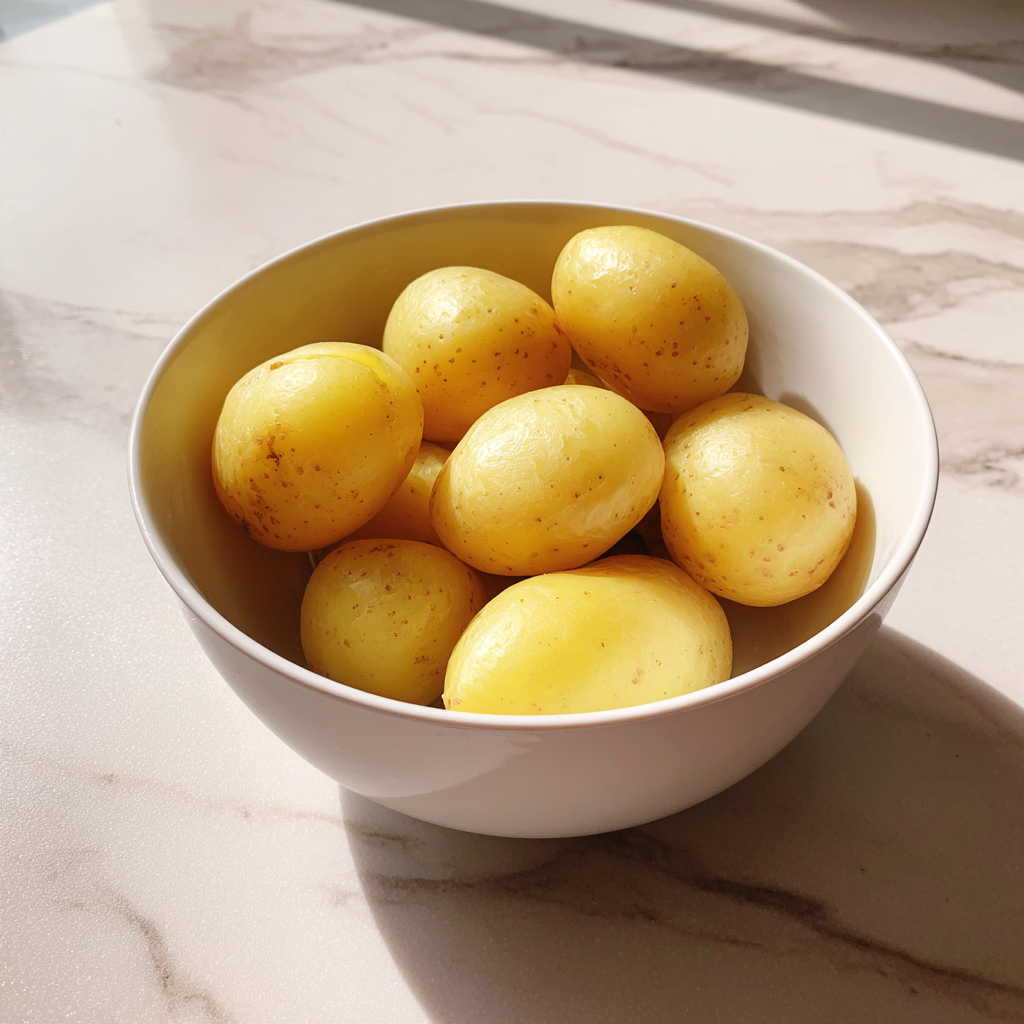 A bowl of potatoes on a kitchen counter | Source: Midjourney