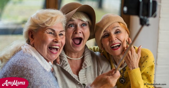 Three elderly ladies try to trump each other