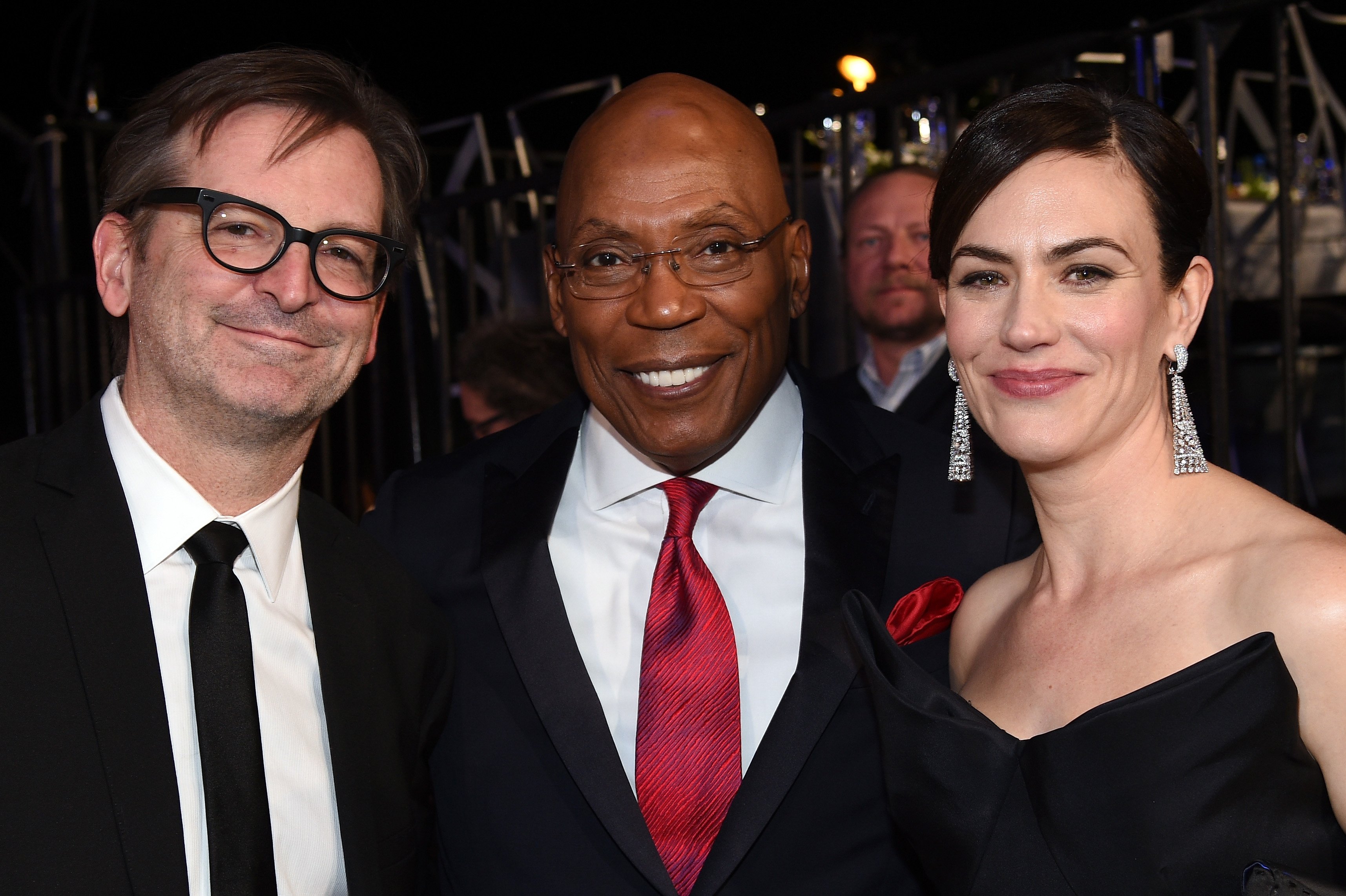 Paul Ratliff, director Paris Barclay (center) and actress Maggie Siff attend the 23rd Annual Screen Actors Guild Awards Cocktail Reception at The Shrine Expo Hall on January 29, 2017, in Los Angeles, California. | Source: Getty Images