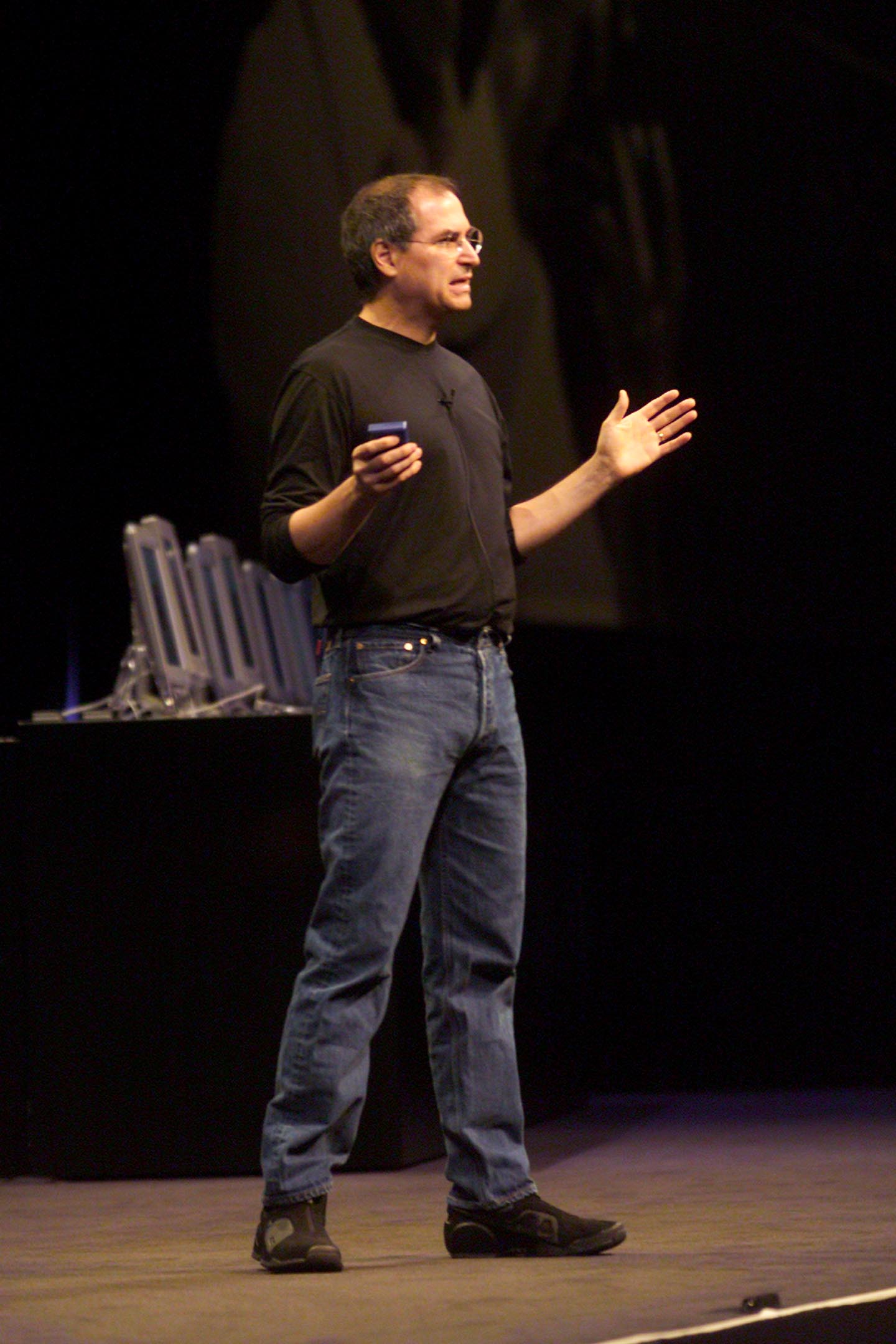 Steve Jobs at the Macworld Expo in New York City in 2001 | Source: Getty Images 