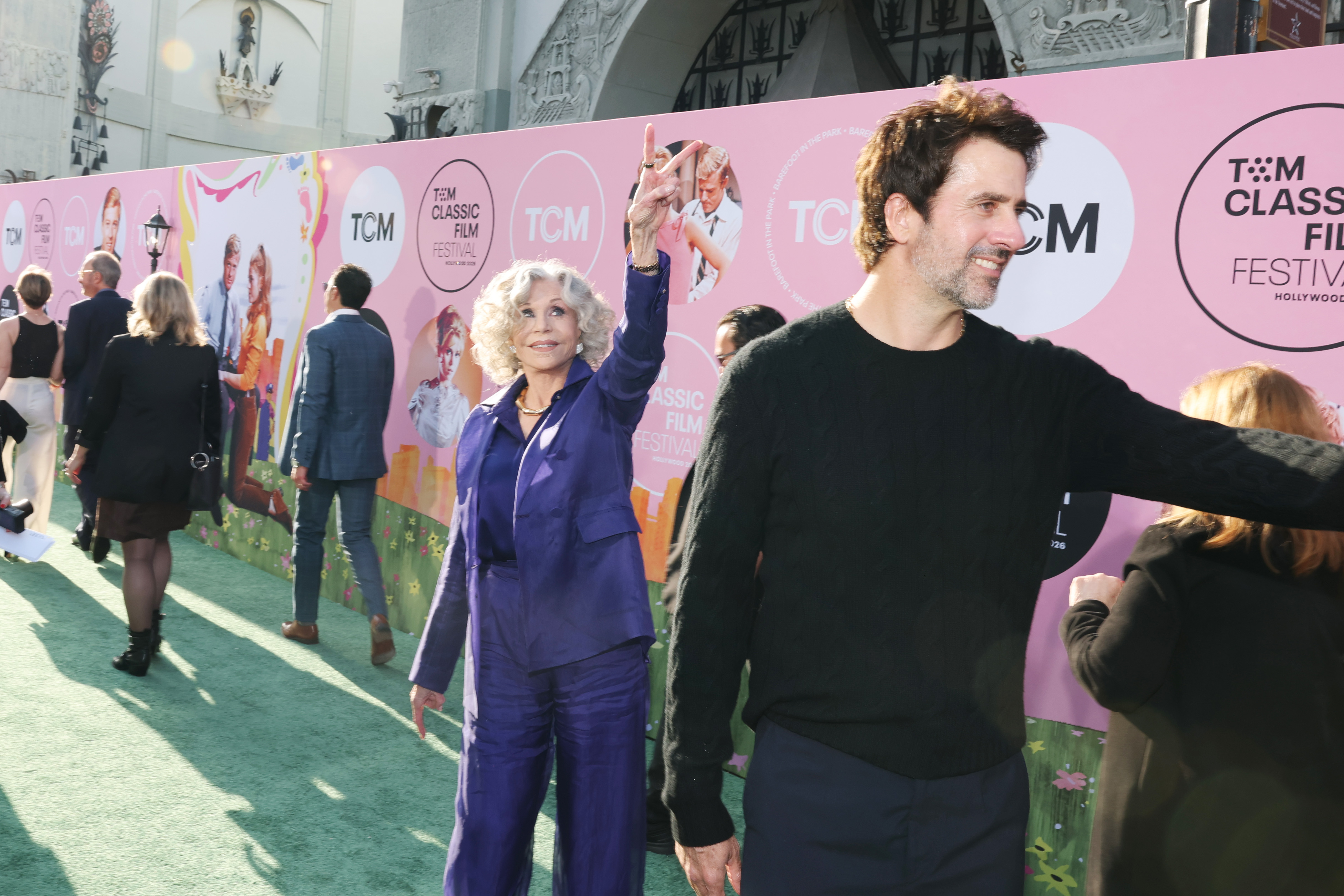 Jane Fonda and Troy Garity attend the TCM Classic Film Festival Opening Night Gala screening of "Barefoot In The Park" at TCL Chinese Theatre on April 30, 2026, in Hollywood, California | Source: Getty Images