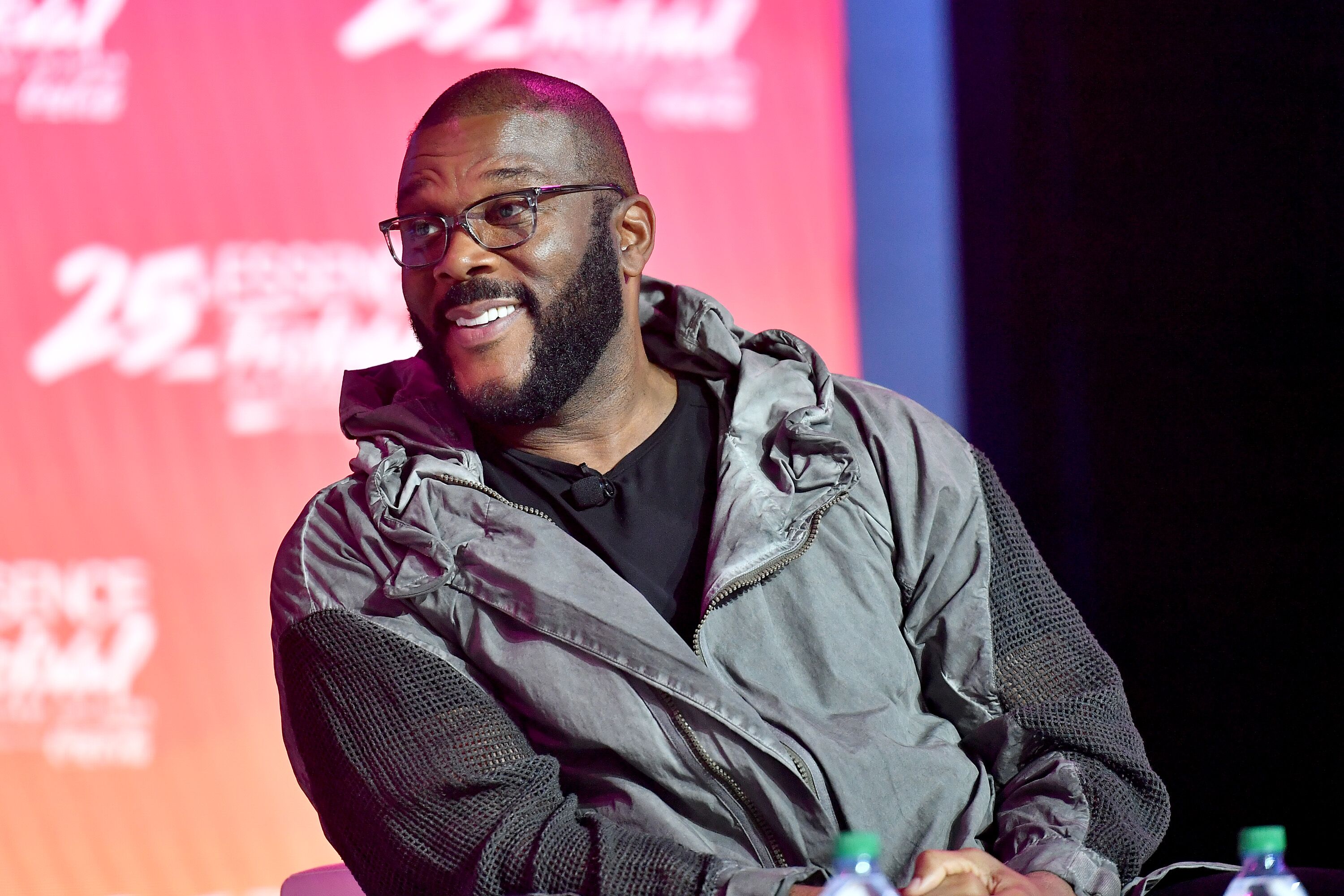 Tyler Perry at one of his speaking engagements | Source: Getty Images/GlobalImagesUkraine