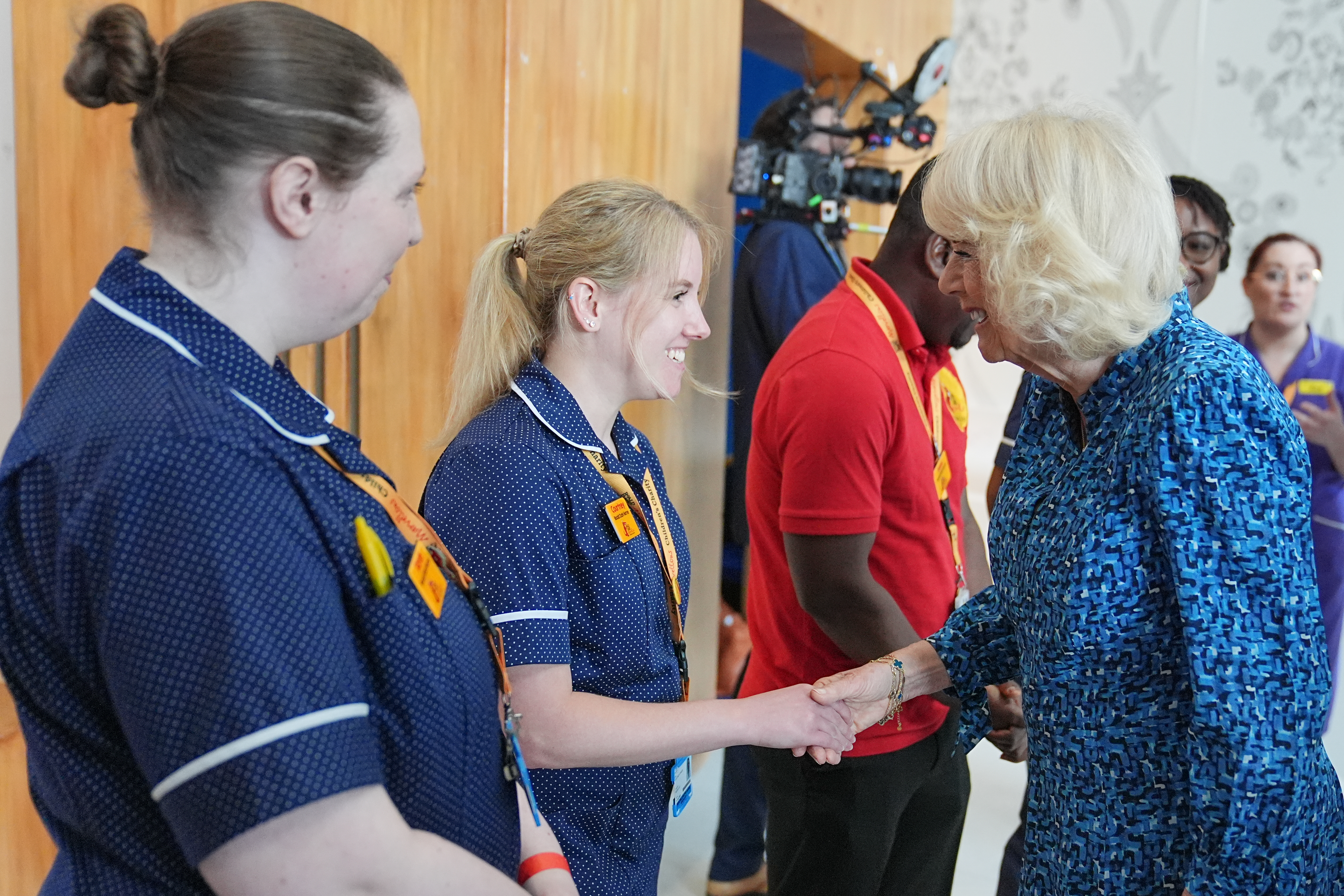 Queen Camilla meeting with nurses during a visit to the Royal London Hospital to mark International Nurse's Day in London, England on May 9, 2024 | Source: Getty Images
