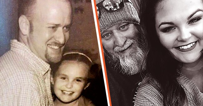 Katelyn Miller and her stepdad when she was a little girl [left]; Katelyn Miller and her stepdad when she is older [right].┃Source: twitter.com/HuffPostParents facebook.com/lovewhatreallymatters