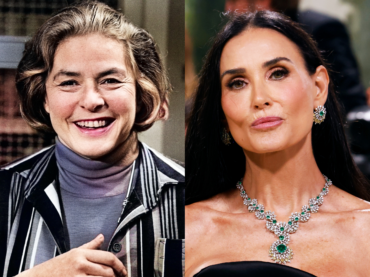 A side-by-side of Ingrid Bergman and Demi Moore in their 60s. | Source: Getty Images