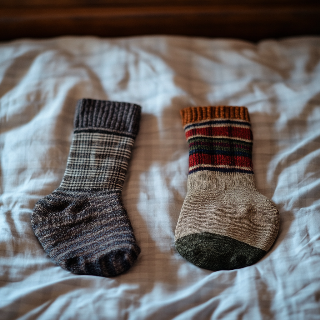 A pair of mismatched socks | Source: Midjourney