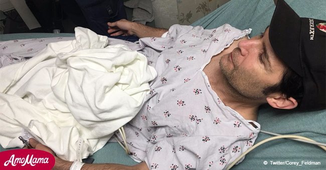 Corey Feldman shows off his knife wound after being brutally attacked by a stranger