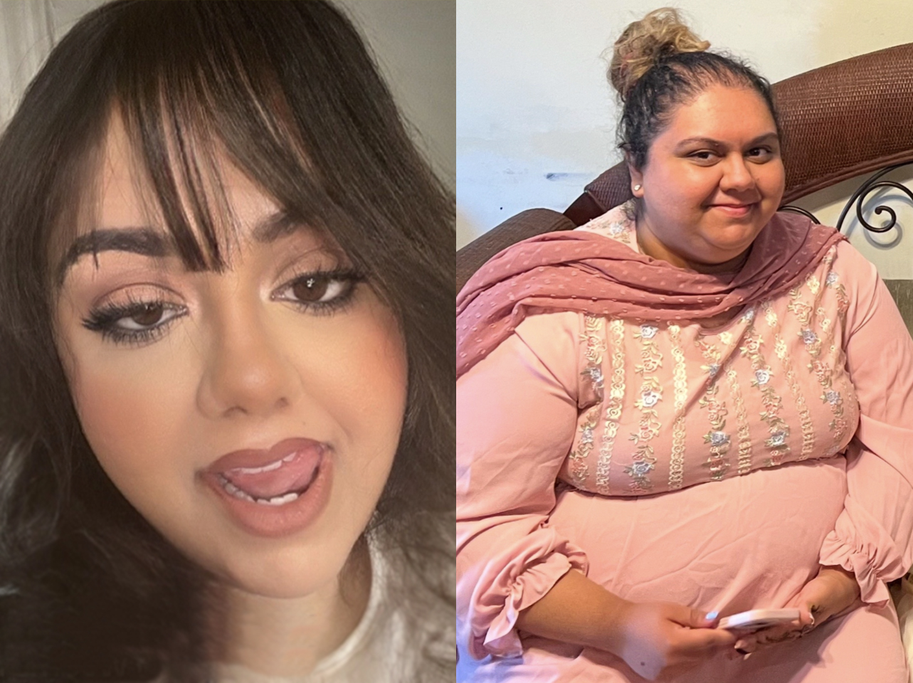 A TikToker's before-and-after photos: single vs. in a relationship. | Source: TikTok/dollabillas