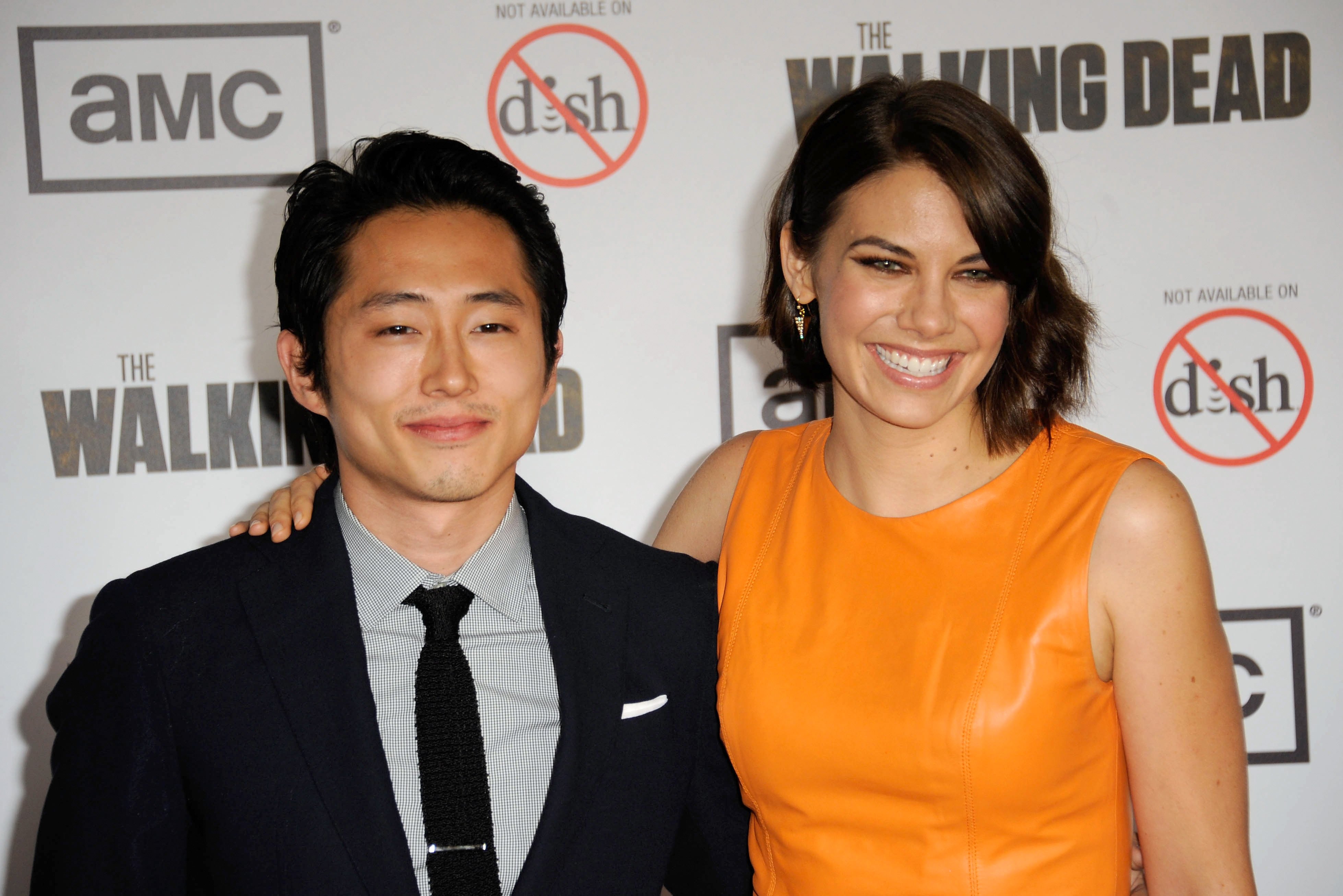 Steven Yuen and Lauren Cohan at AMC's "The Walking Dead" season 3 premiere at AMC Universal Citywalk Stadium 19 on October 4, 2012, in Universal City, California. | Source: Getty Images