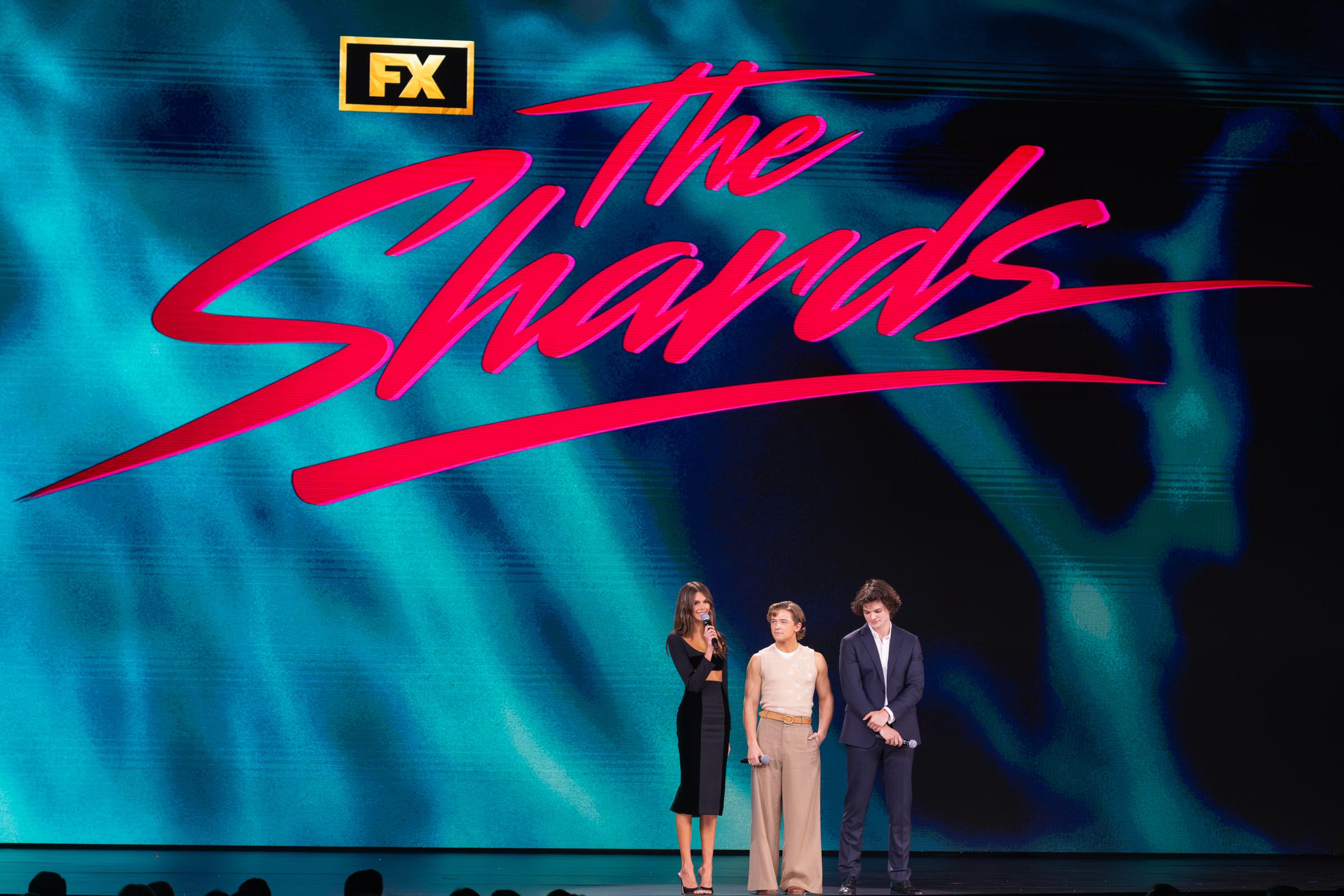 Homer Gere, Kaia Gerber and Igby Rigney appeared onstage during a presentation for the upcoming Ryan Murphy adaptation “The Shards,” on May 12, 2026. | Source: Getty Images