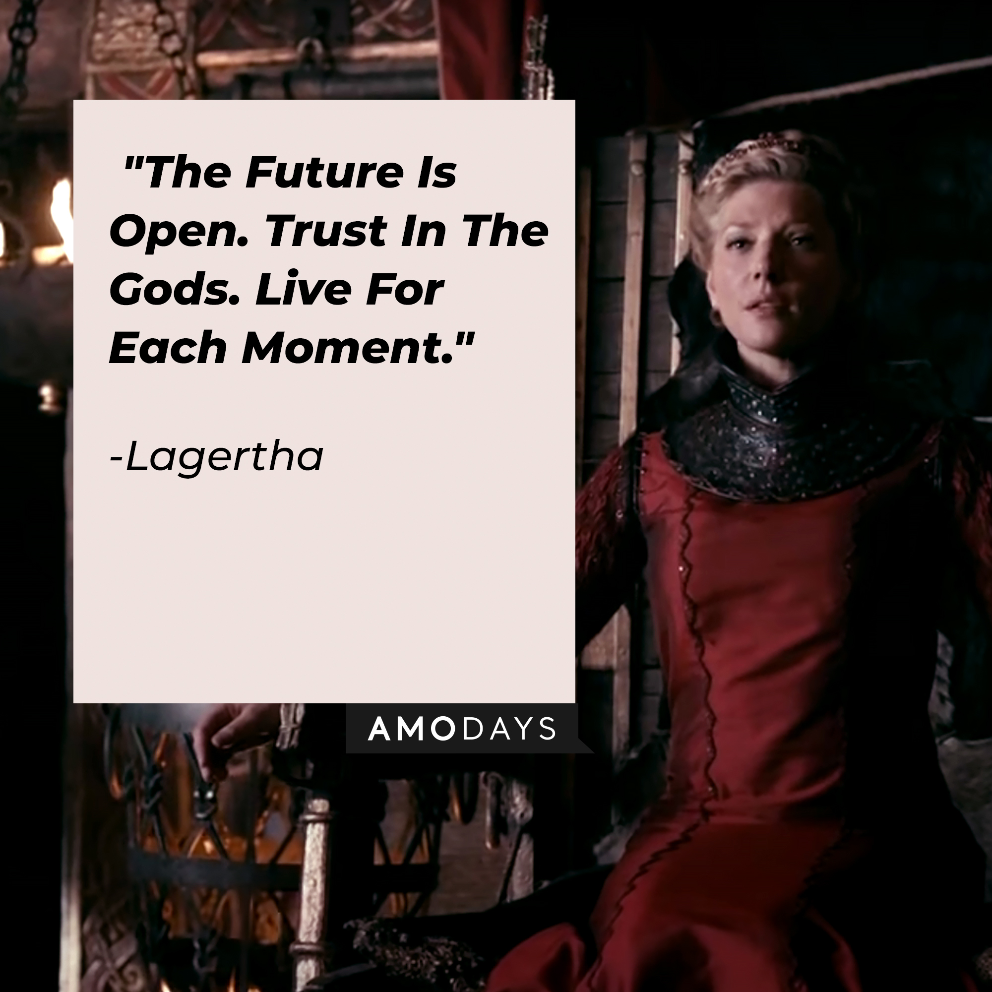 Lagertha's quote: "The Future Is Open. Trust In The Gods. Live For Each Moment." | Source: youtube.com/PrimeVideoUK