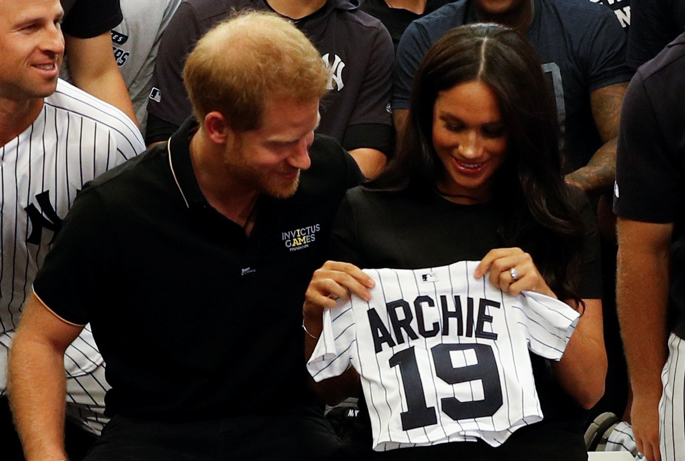 Prince Harry, Duke of Sussex, and his wife Meghan, Duchess of Sussex presented with gifts for their newborn son Archie at the London Stadium on June 29, 2019 in Queen Elizabeth Olympic Park, London. / Source: Getty Images