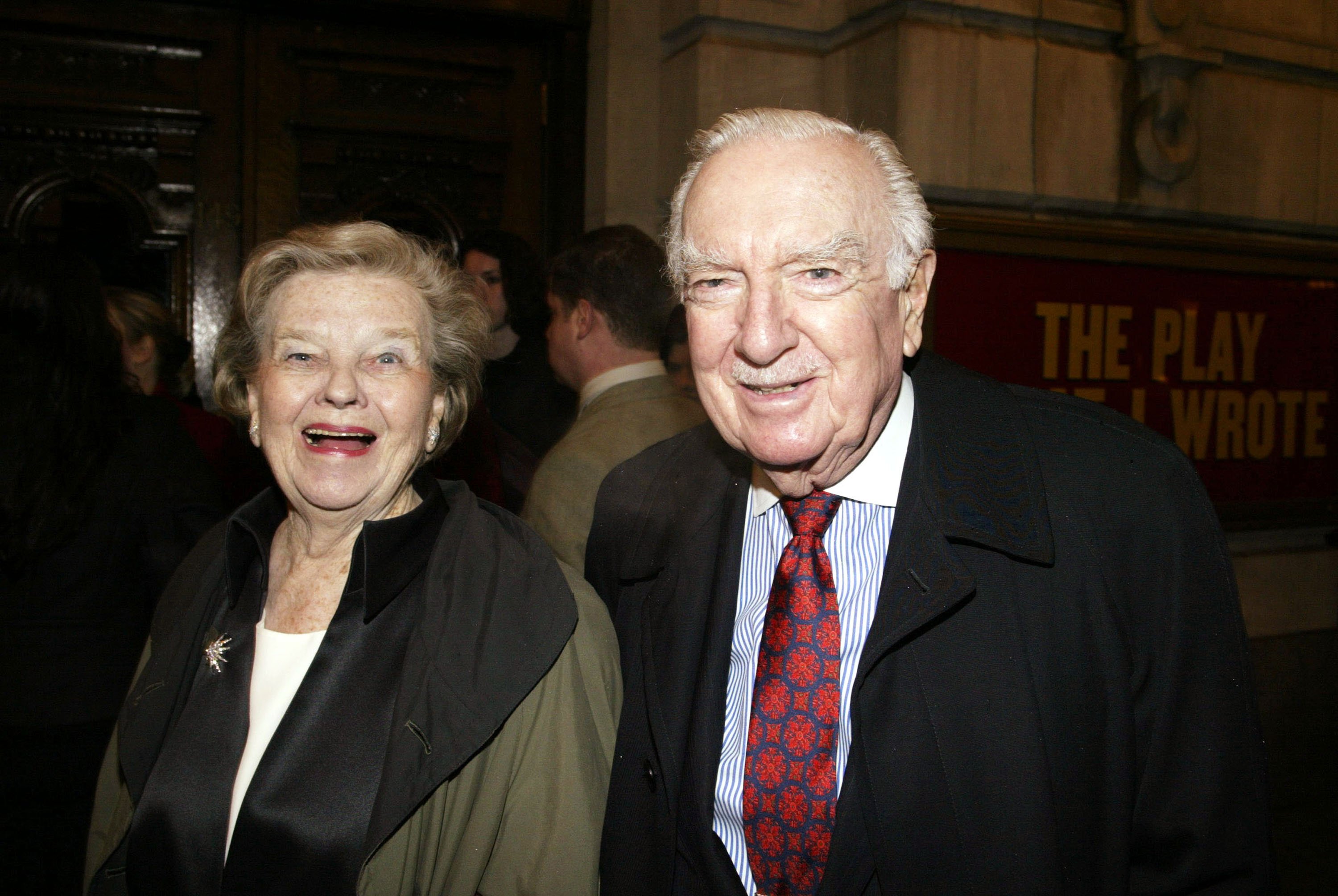 Walter Cronkite and his wife, Betsy Maxwell Cronkite, arrive at the opening night of "The Play What I Wrote" at The Lyceum Theatre on March 30, 2003 in New York City. | Source: Getty Images