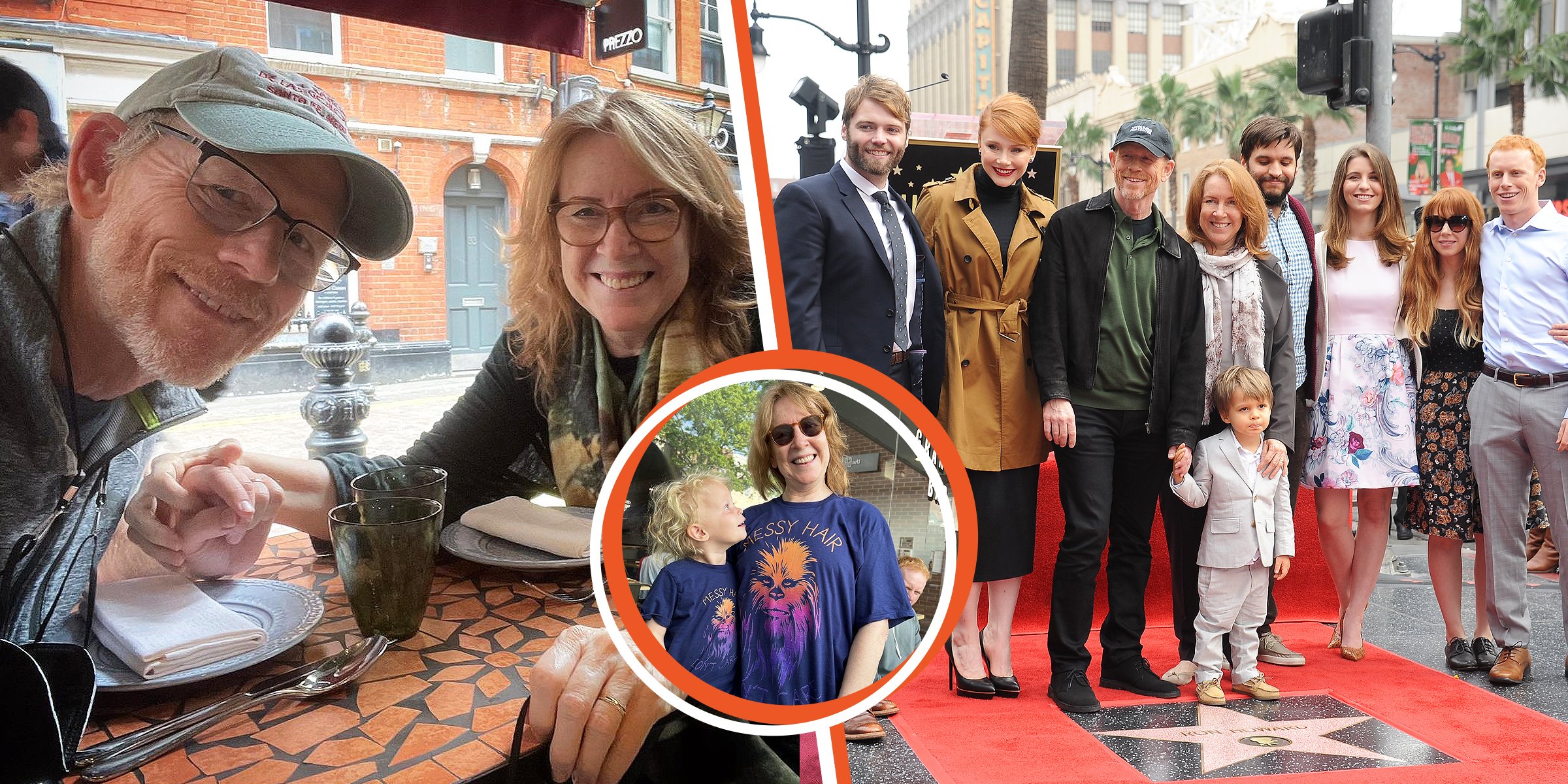 Ron Howard and Cheryl Howard [L] | Cheryl Howard and her grandson [Inset] | Ron Howard and family [Right] | Source: Gettty Images | Instagram.com/realronhoward 