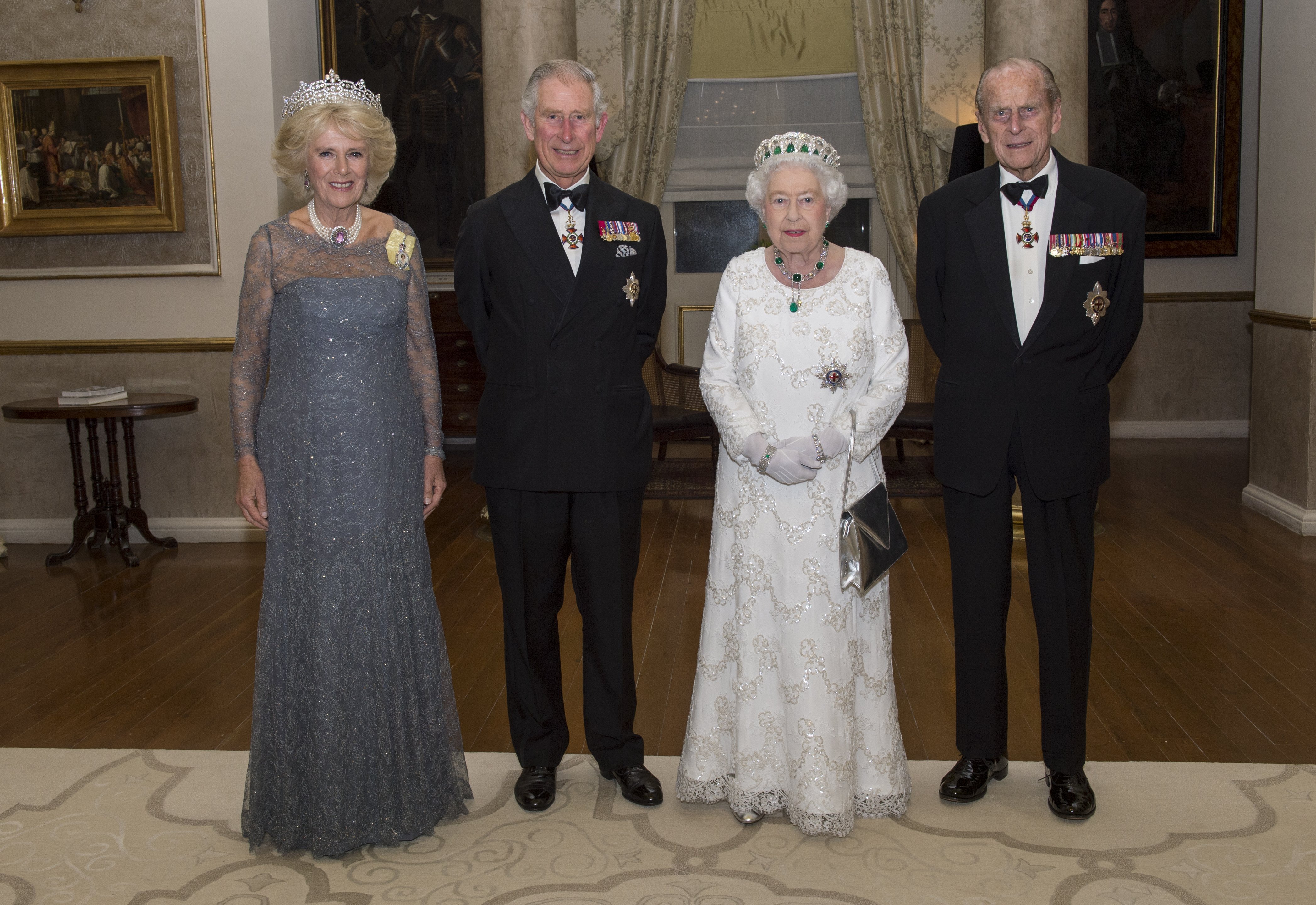 Camilla, Duchess of Cornwall, Prince Charles, Queen Elizabeth II and Prince Philip pose as they attend a dinner at the Corinthia Palace Hotel in Attard during the Commonwealth Heads of Government Meeting (CHOGM) on November 27, 2015 near Valletta, Malta | Source: Getty Images