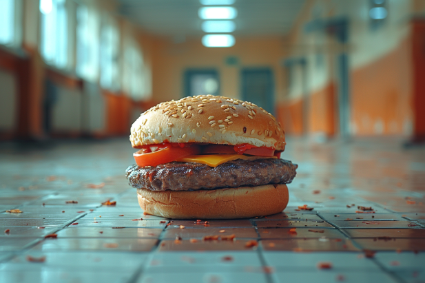 A burger on the floor | Source: Midjourney